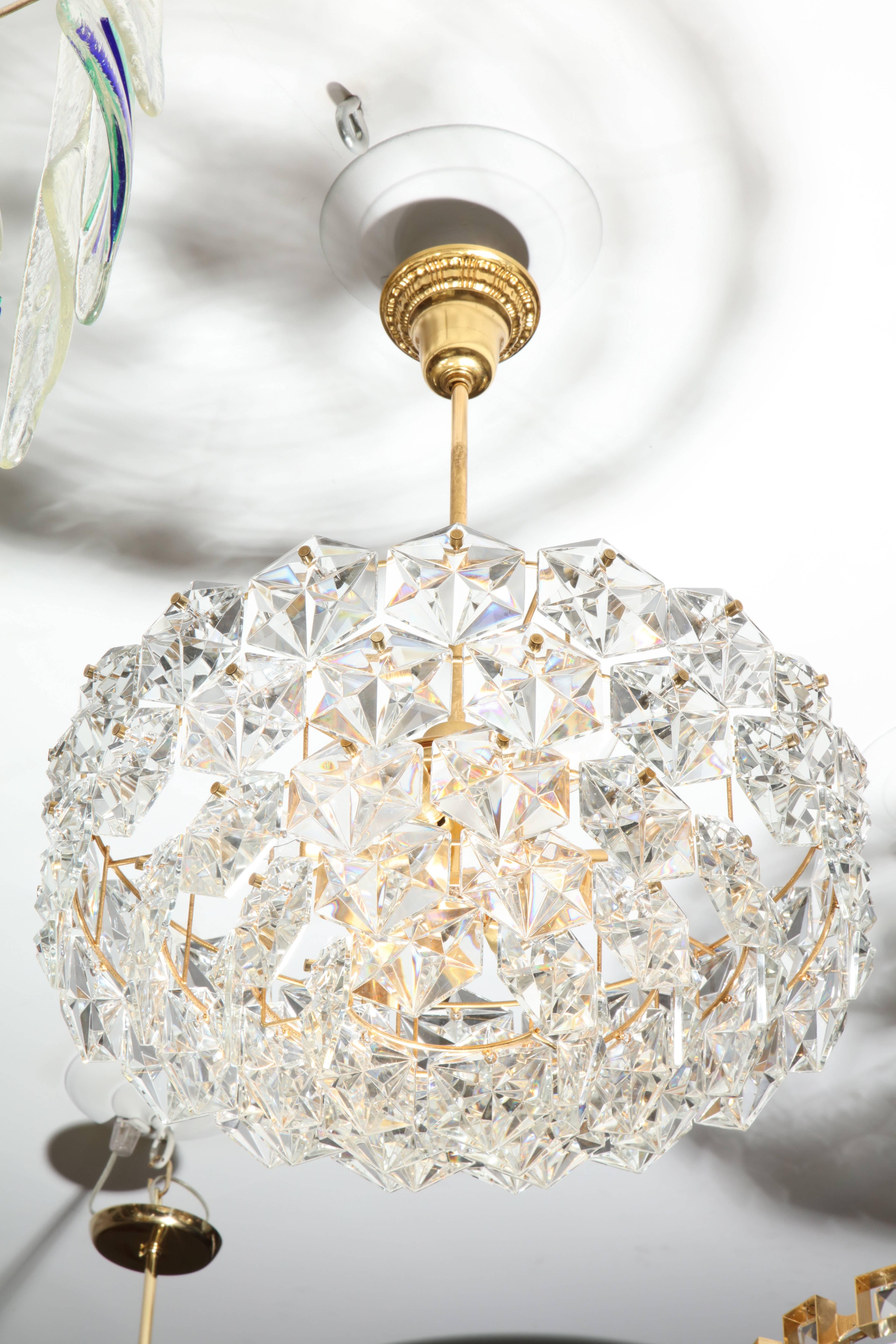 Brass Vintage Kinkeldey Crystal Chandelier