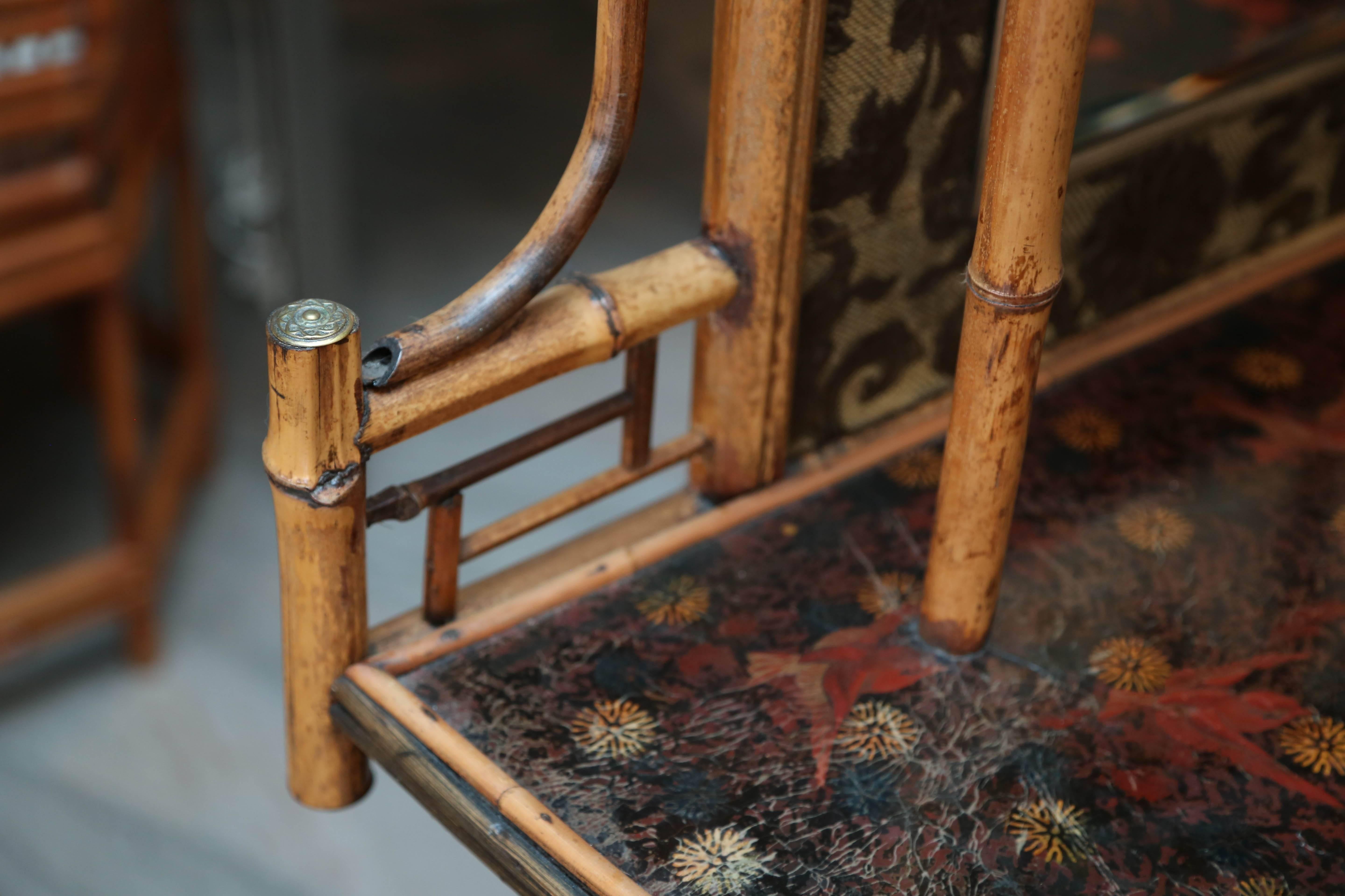 Exquisite quality with chinoiserie Lacquered panels. Beautiful scale and style, signed W.F. Meecham on each of its brass capped feet.