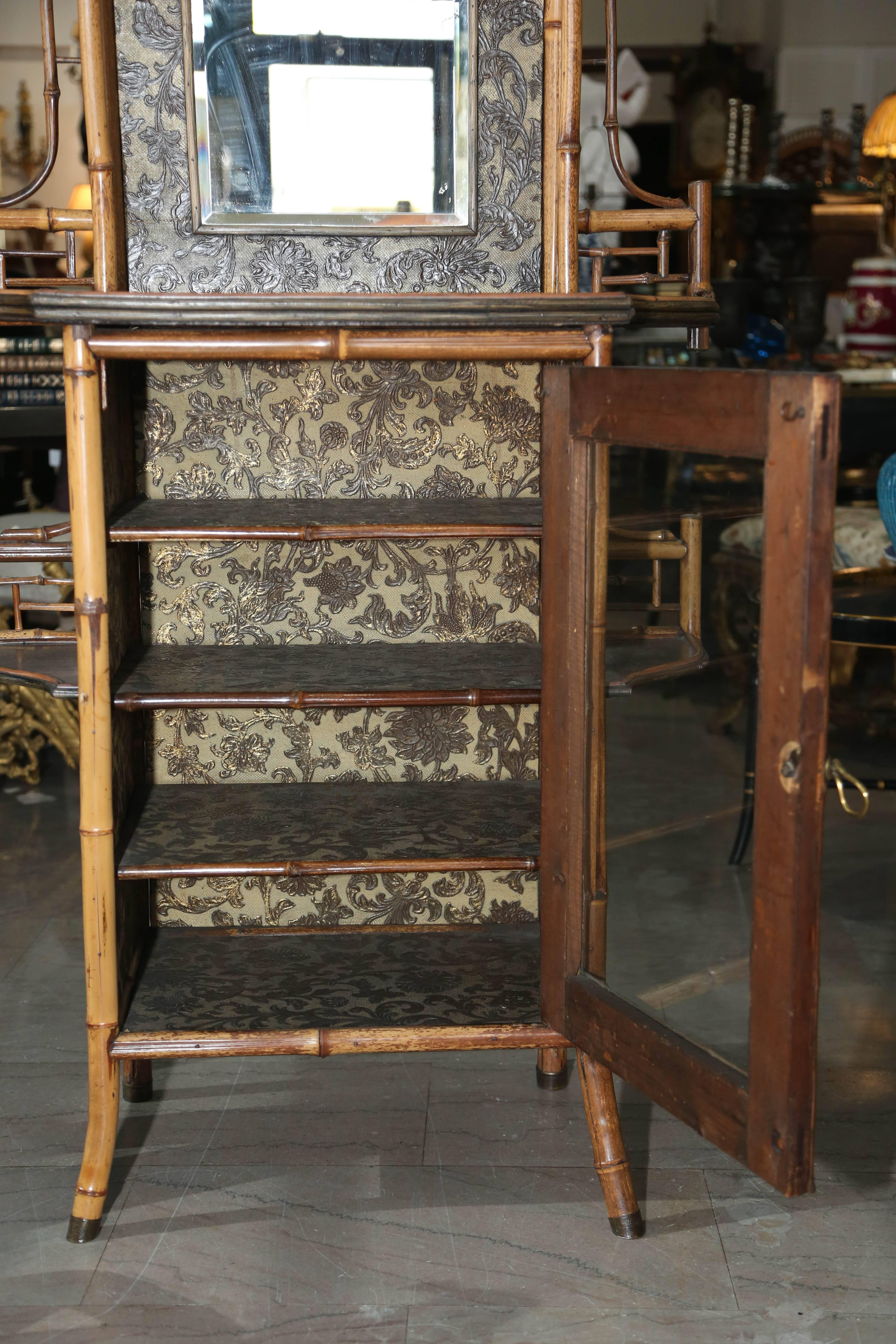 Superb Signed English Chinoiserie Bamboo Cabinet 3