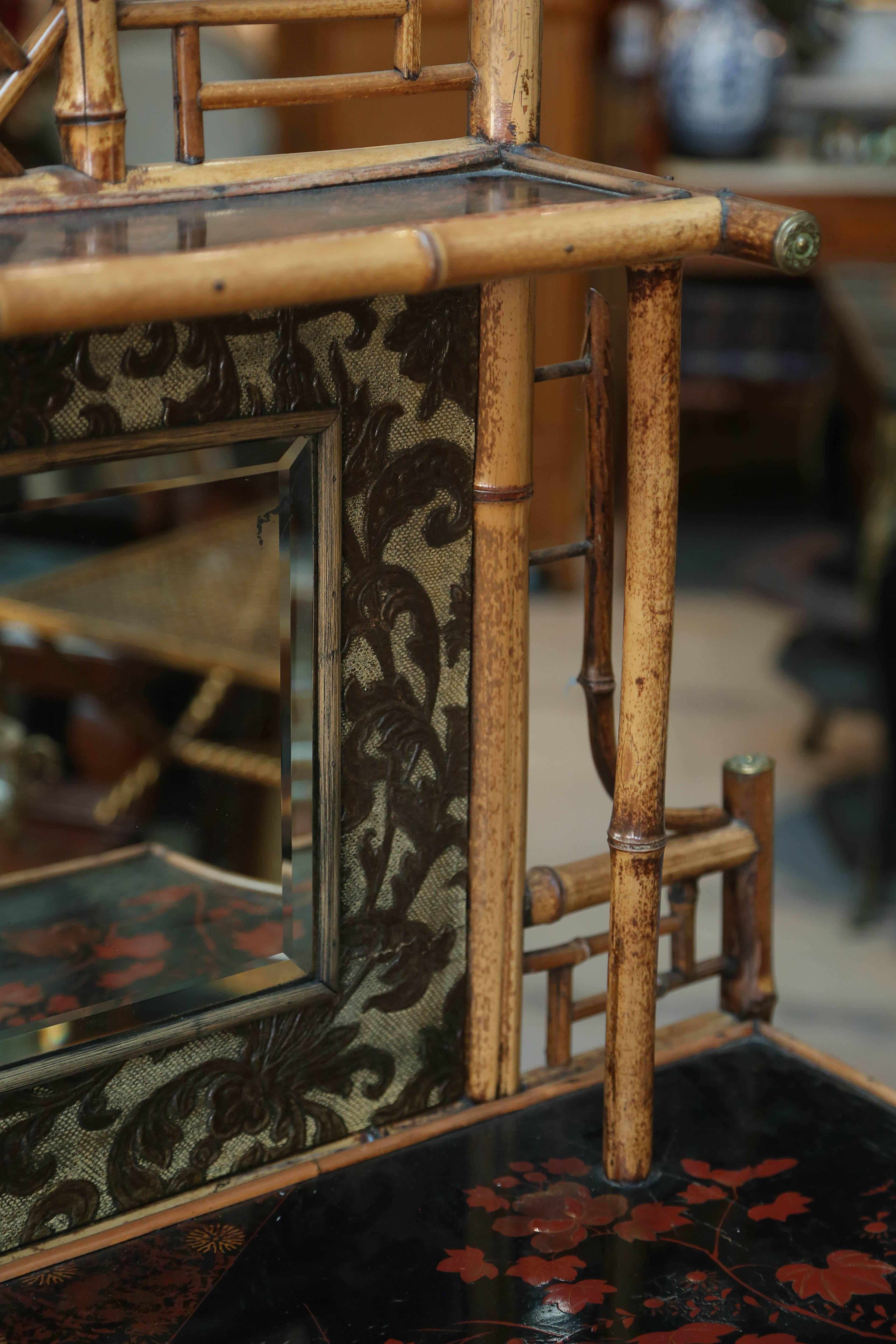 Superb Signed English Chinoiserie Bamboo Cabinet 5