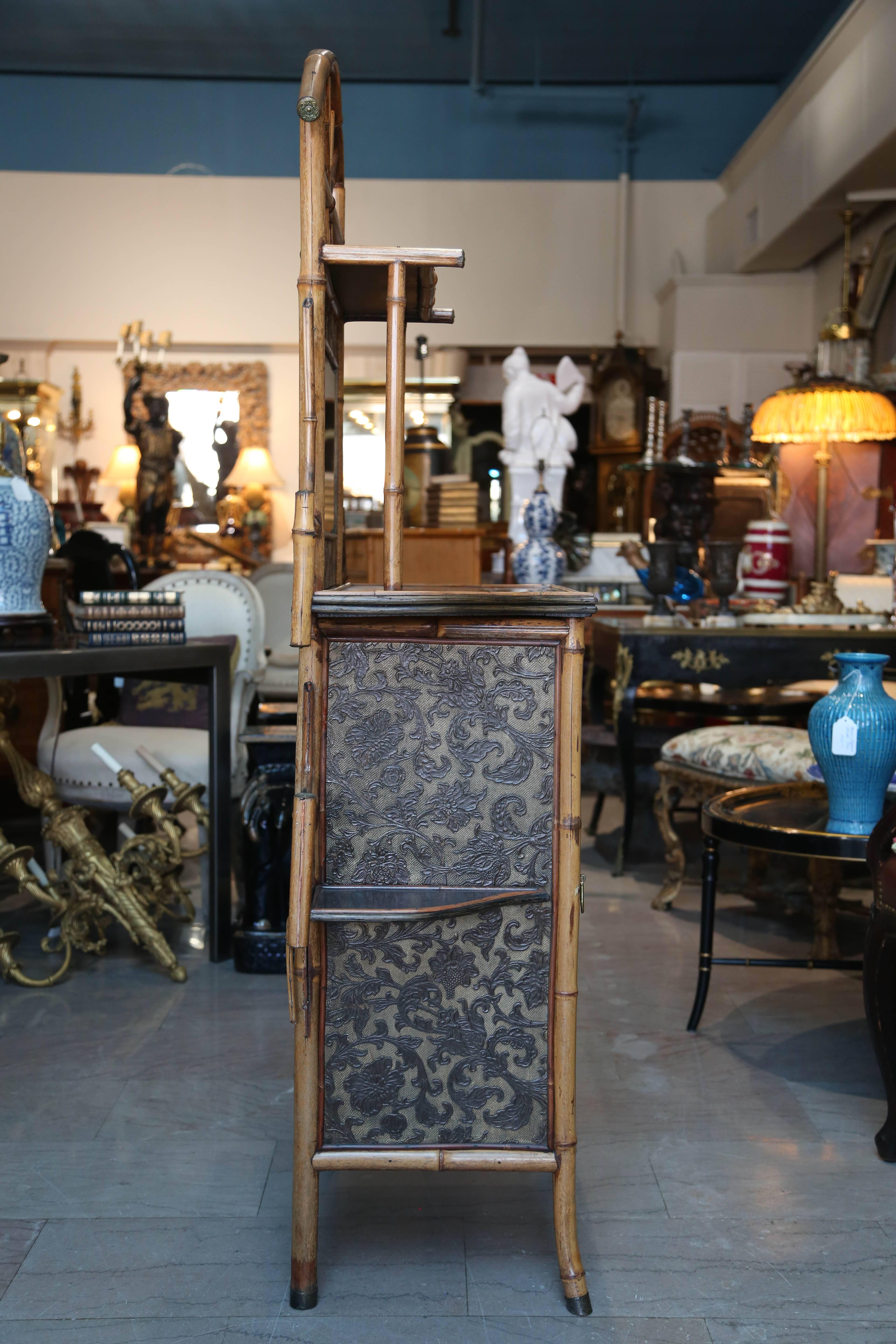 Superb Signed English Chinoiserie Bamboo Cabinet 6