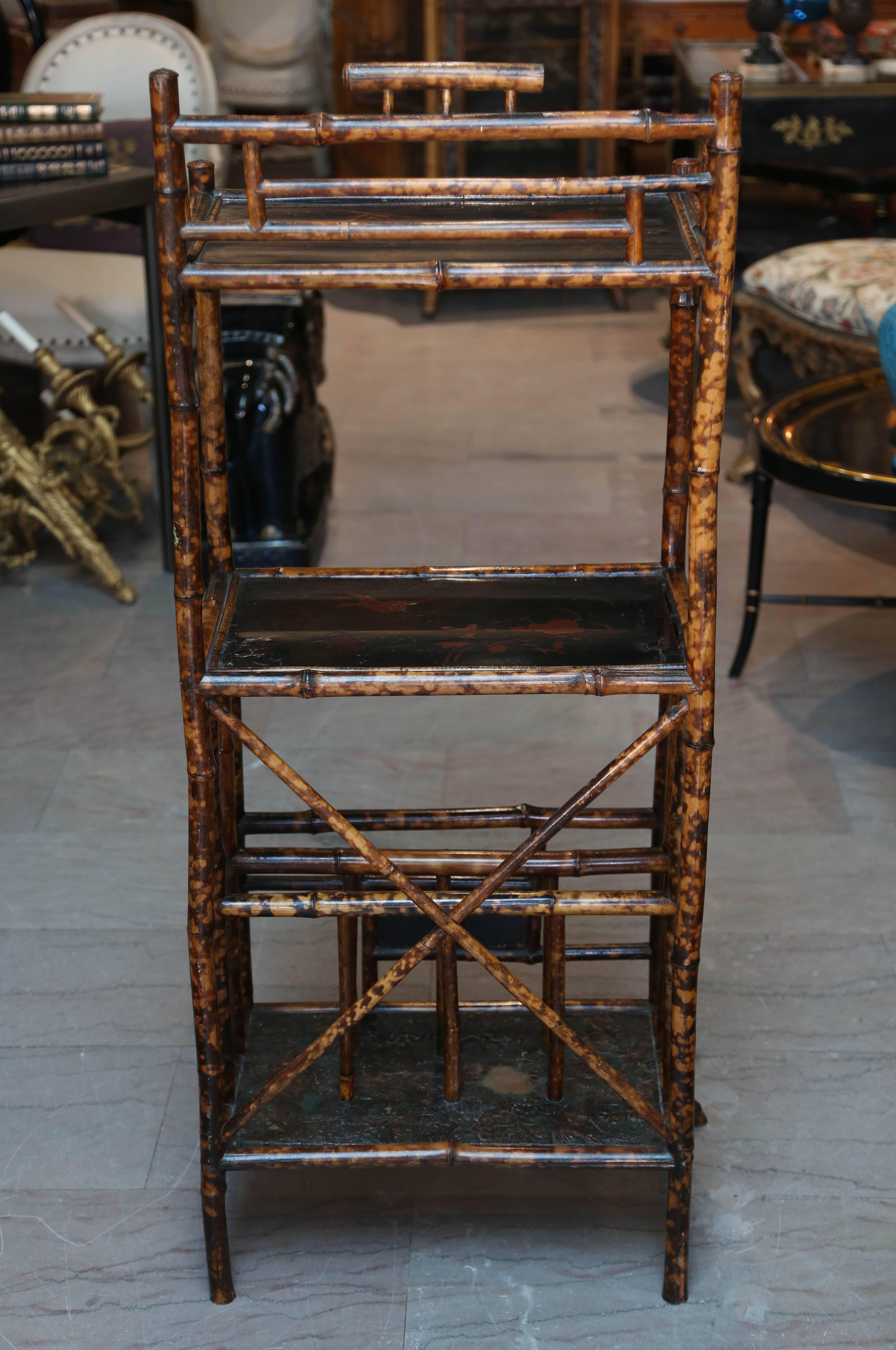 19th Century English Bamboo Étagère with Magazine Stand 4