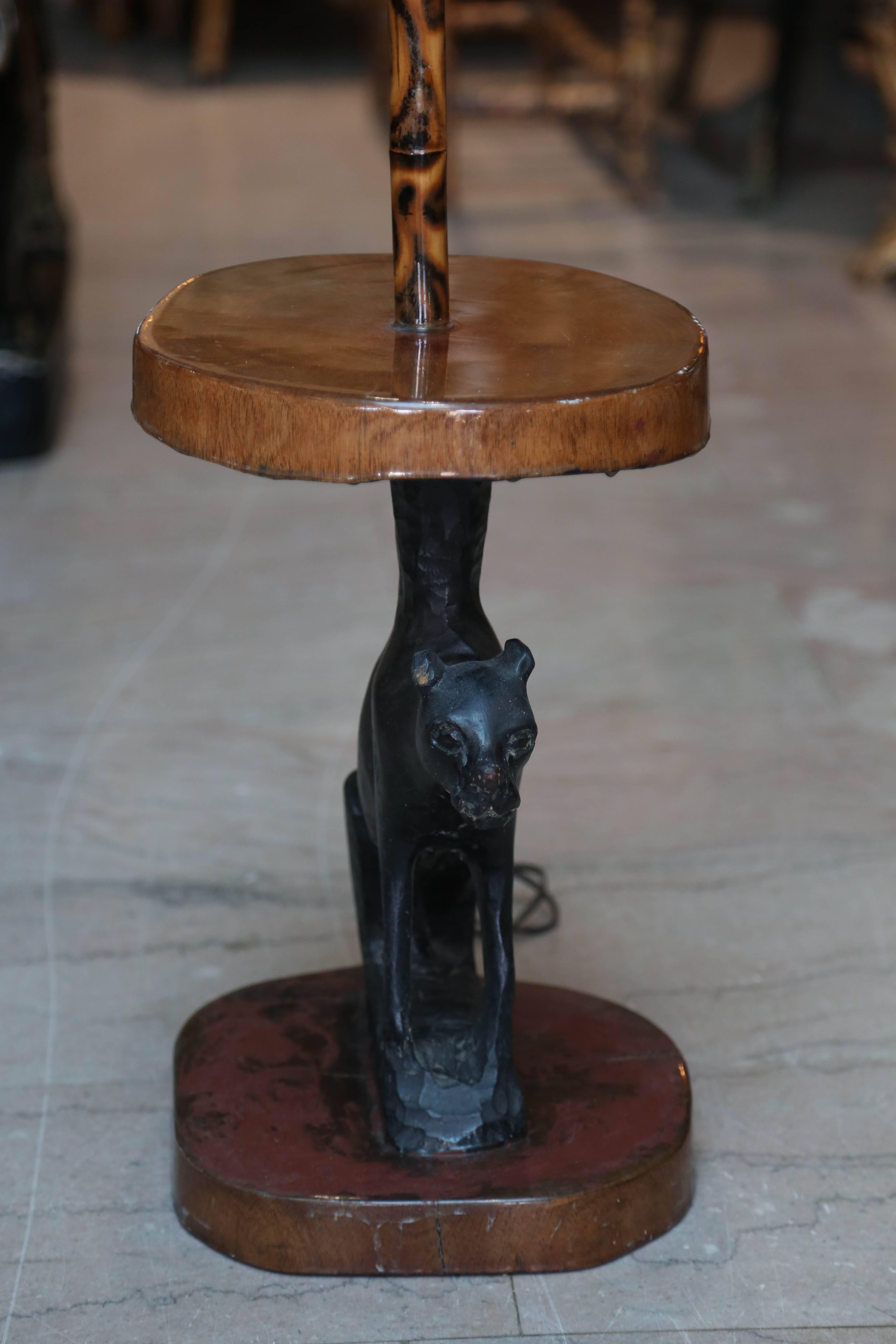 Folk Art Safari Motif Lamp Table