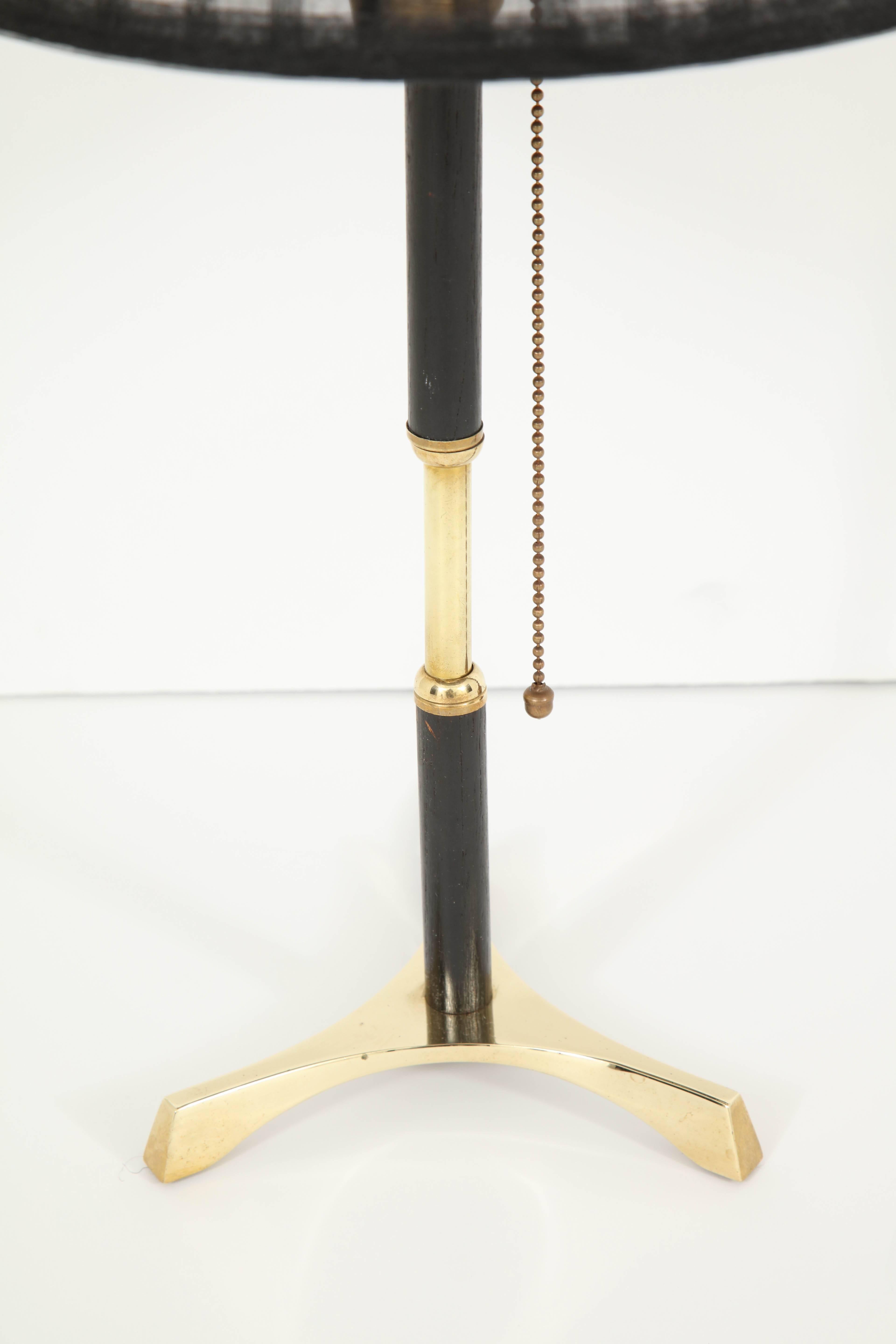 Italian Brass Table Lamp with Black Wood Details, circa 1960