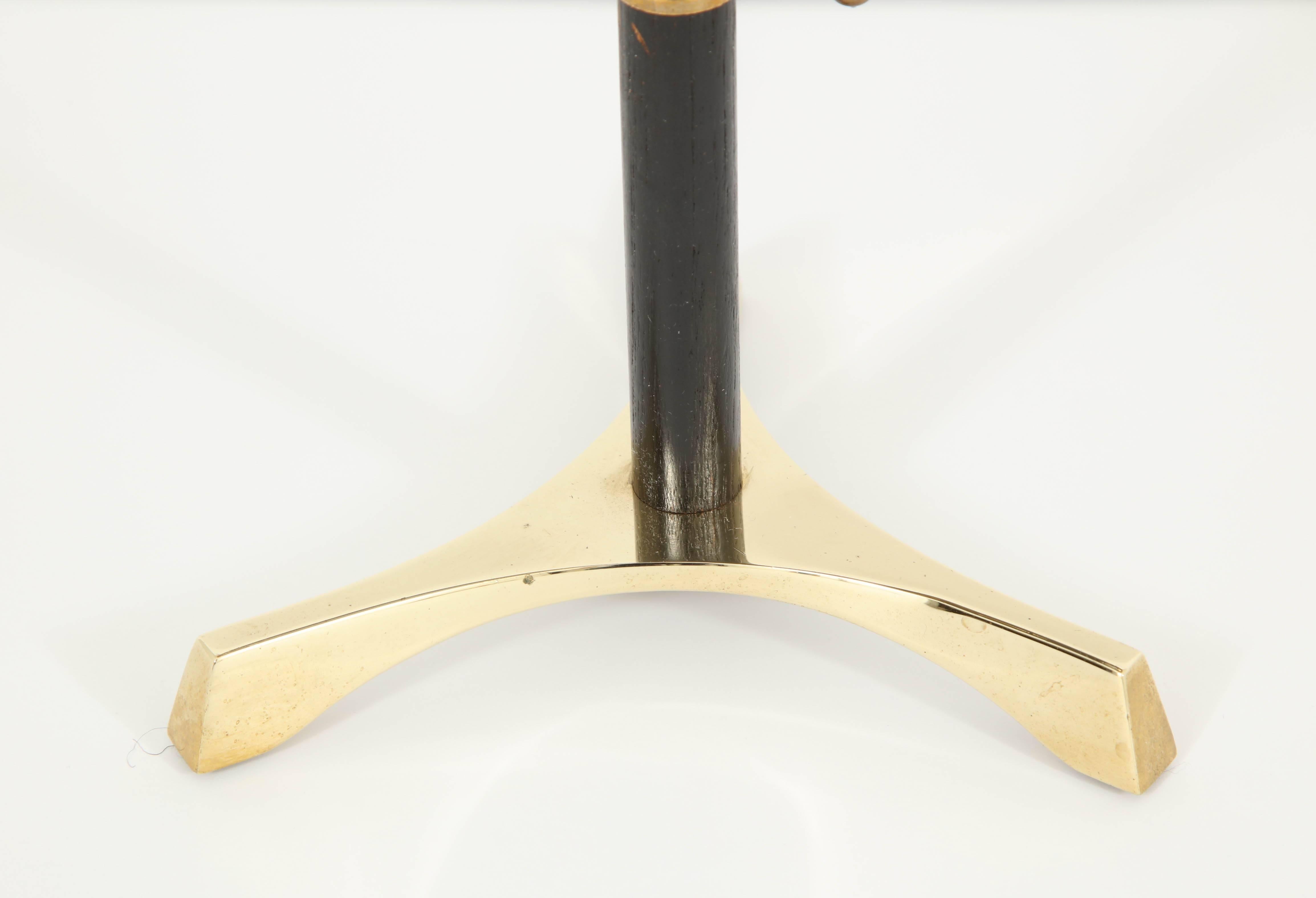 Hand-Crafted Brass Table Lamp with Black Wood Details, circa 1960