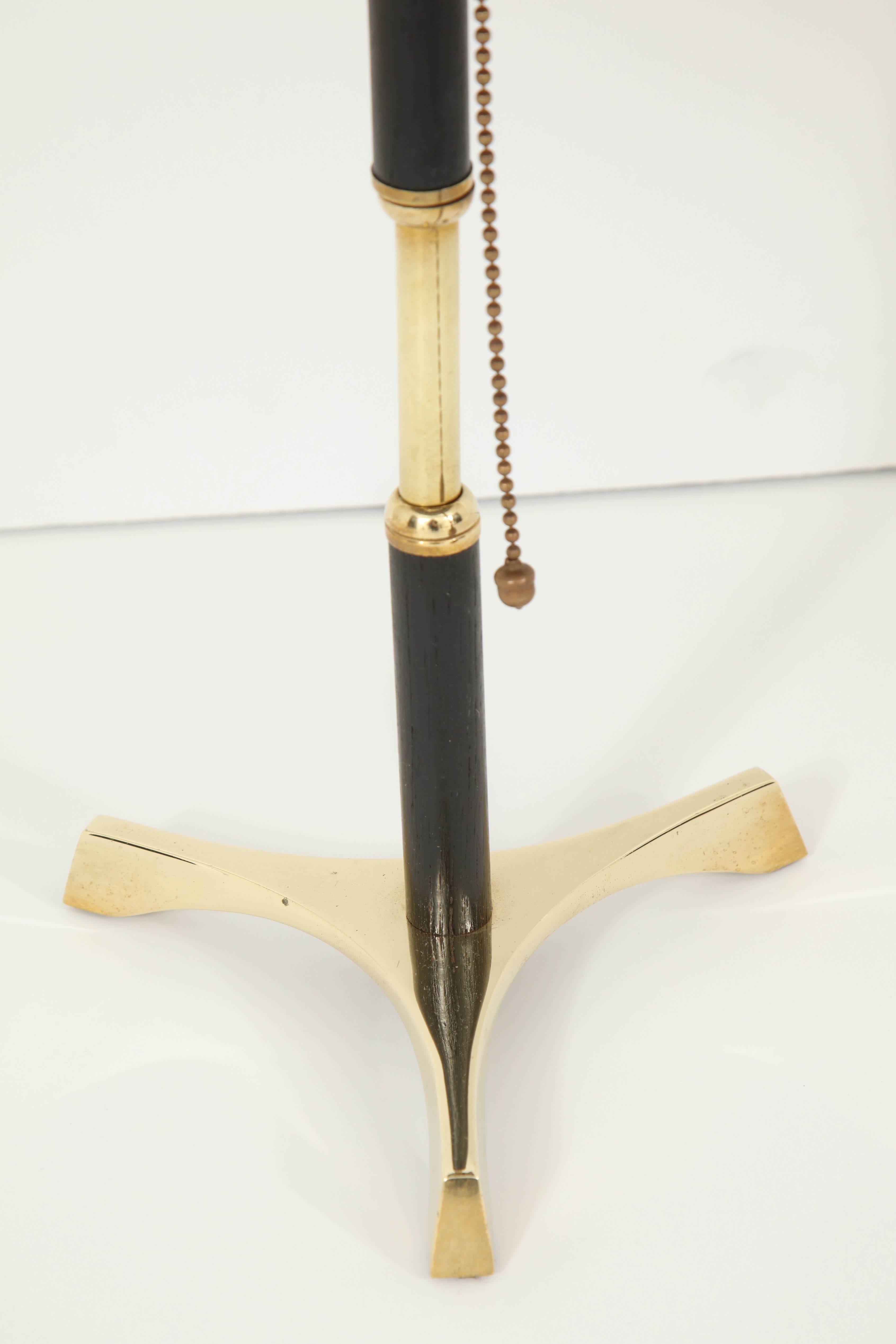 Brass Table Lamp with Black Wood Details, circa 1960 In Excellent Condition In New York, NY
