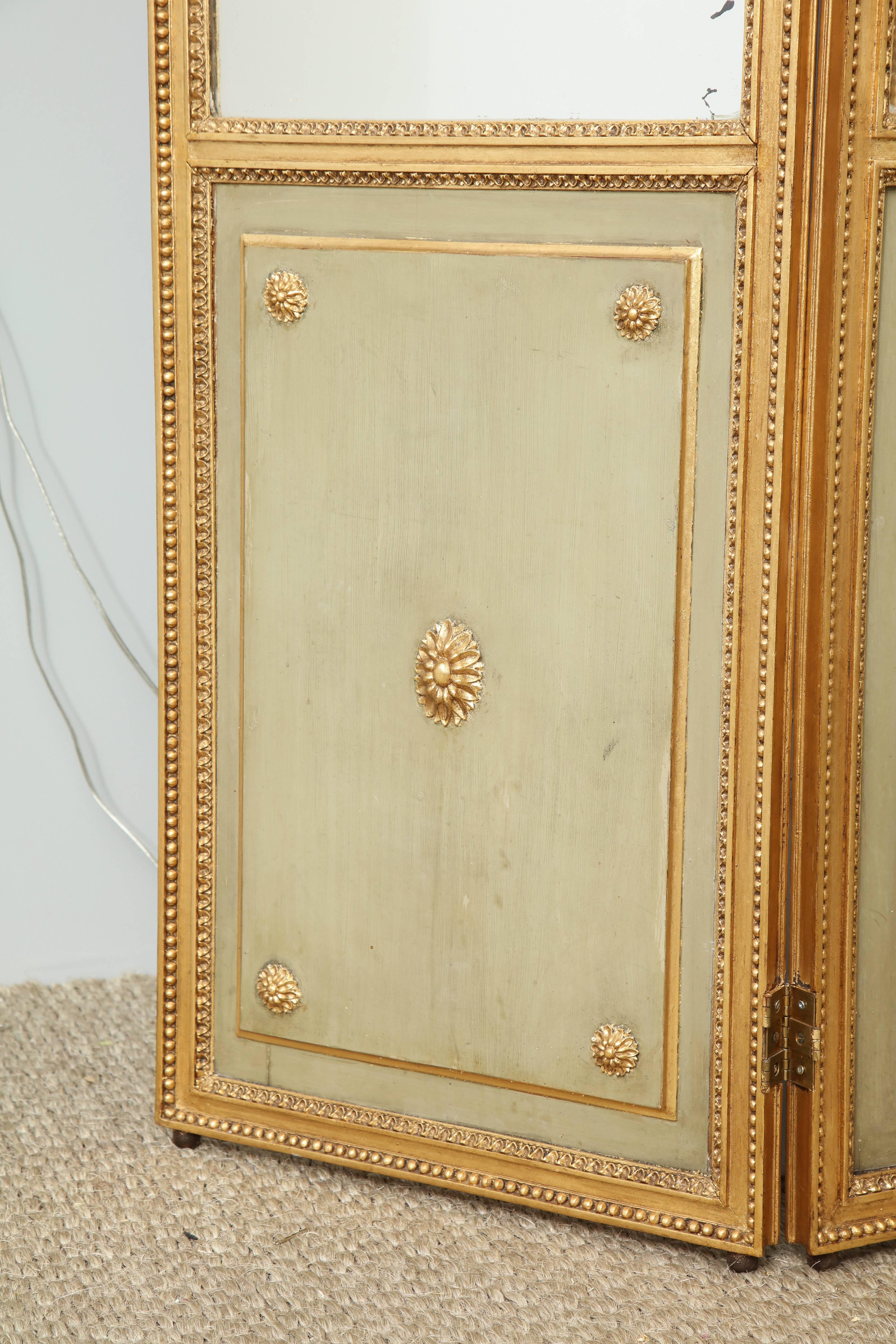 Mirror Louis XVI Style Three-Panel Screen For Sale