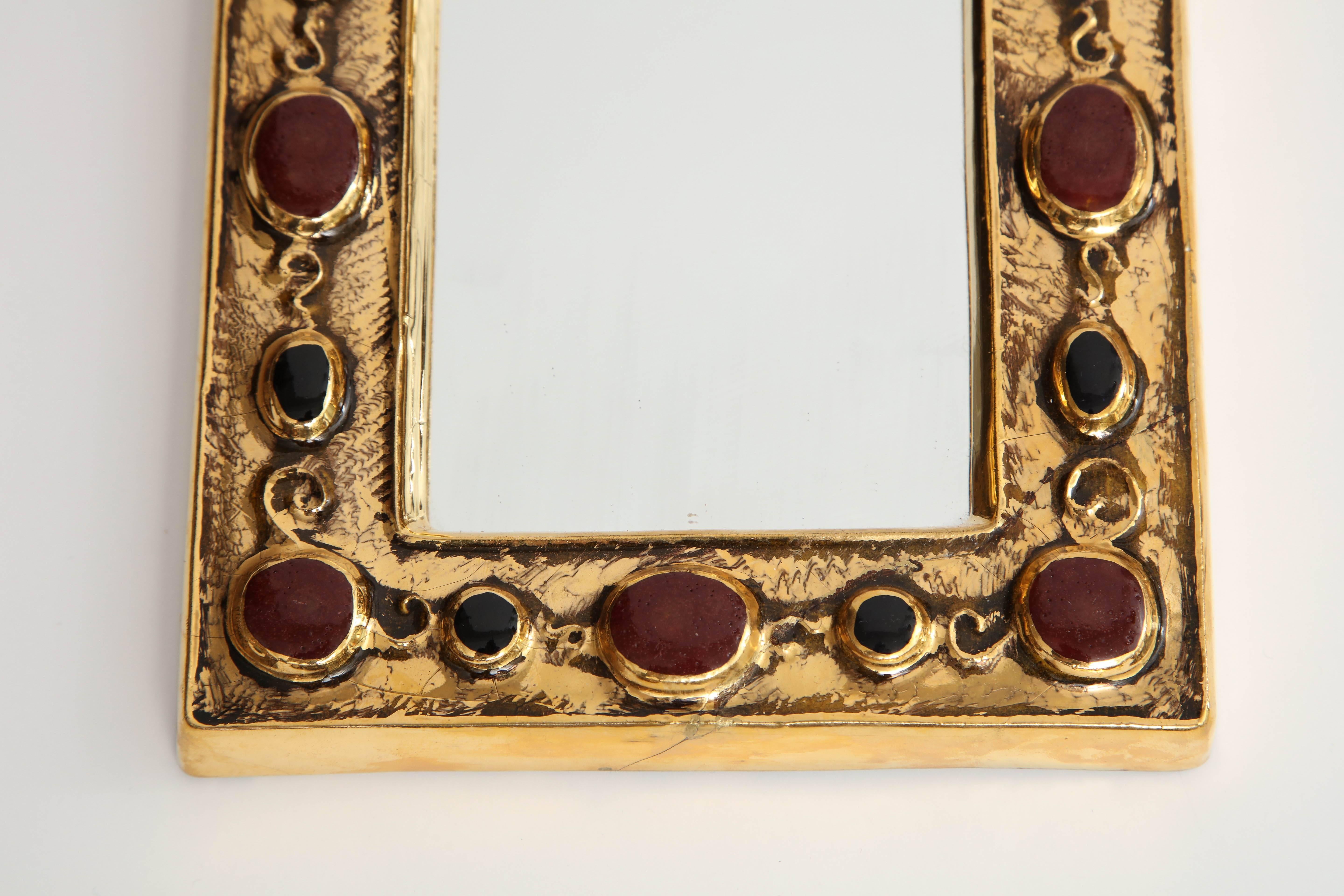 Jeweled François Lembo Mirror In Excellent Condition For Sale In New York, NY