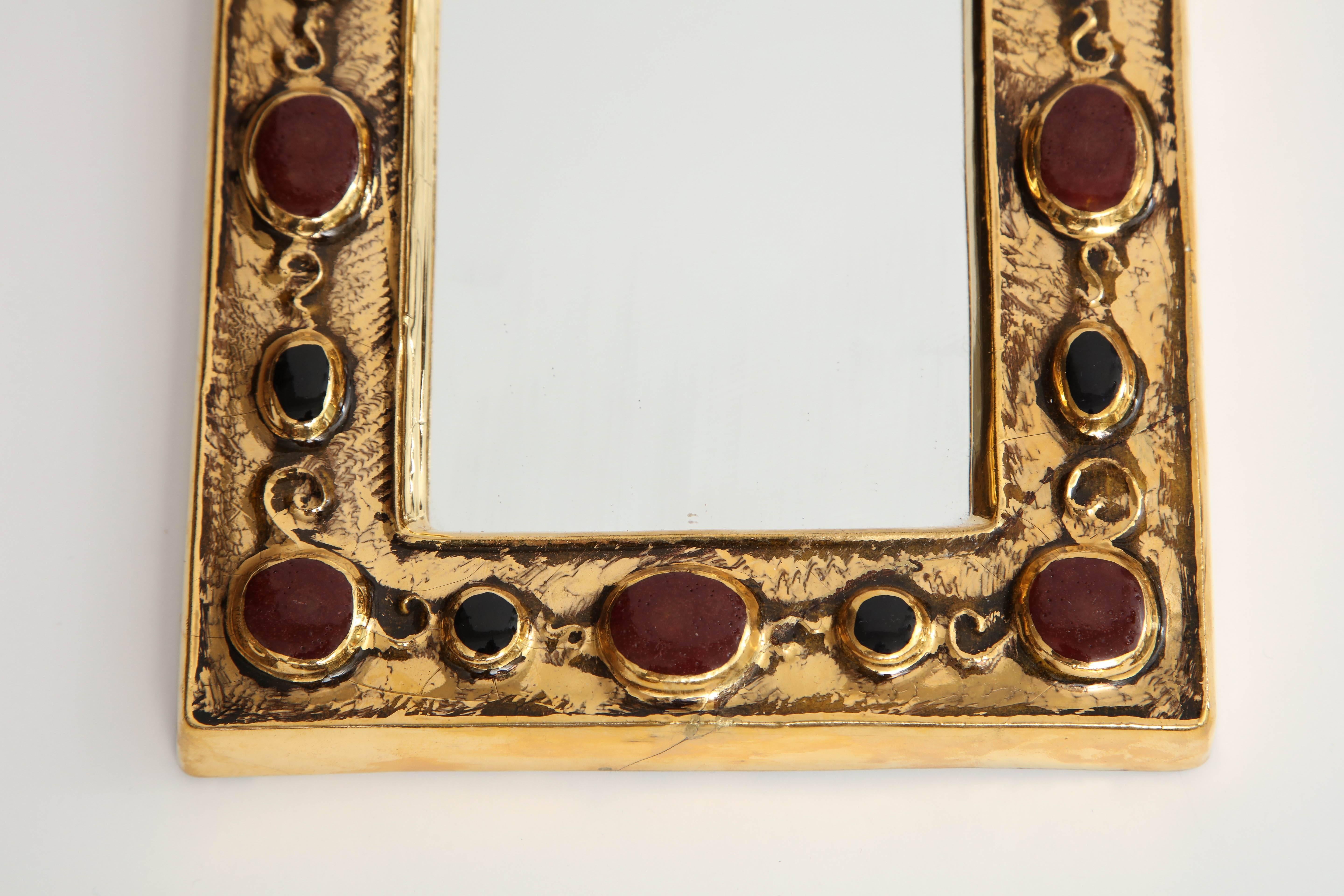 French Jeweled François Lembo Mirror For Sale