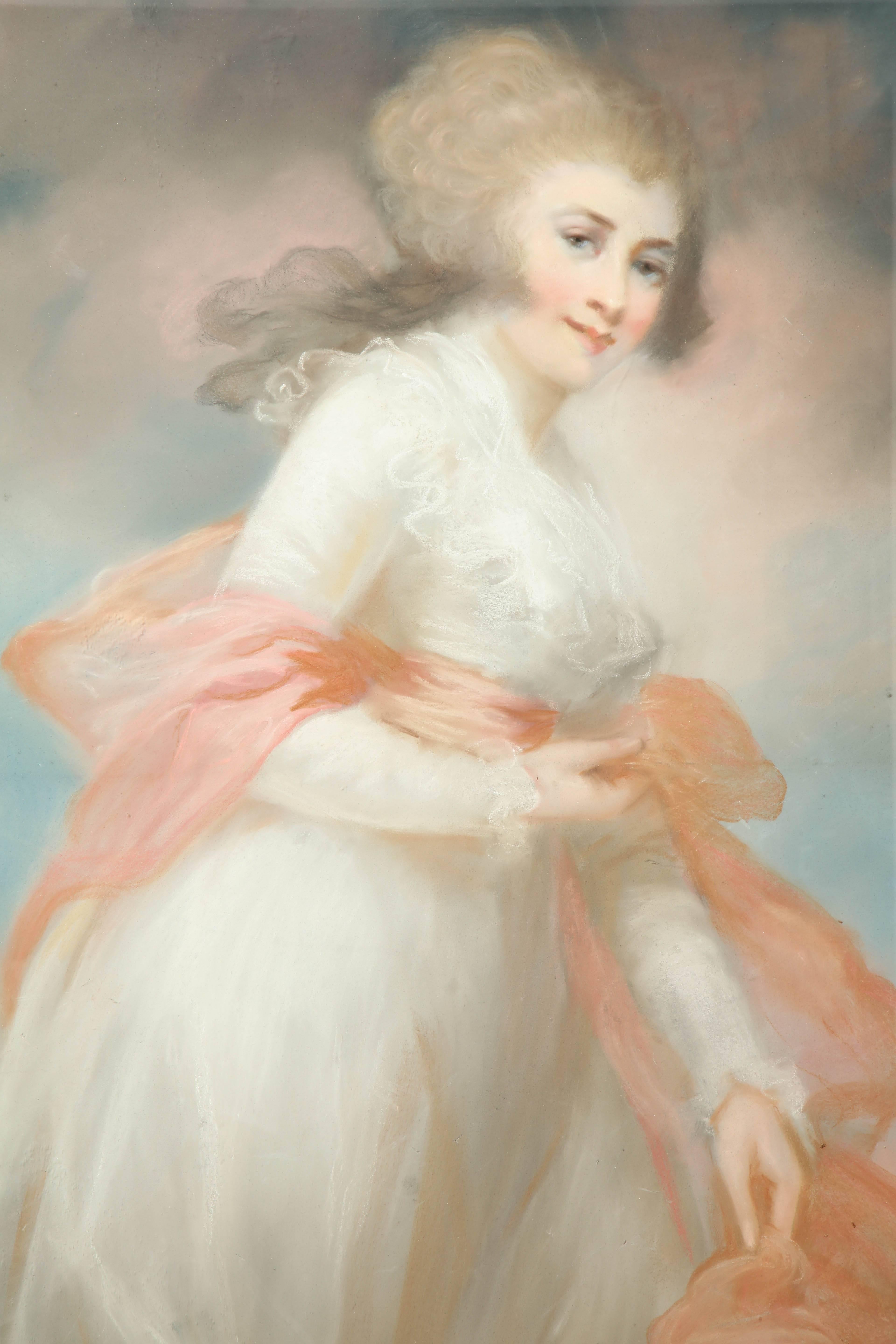 Heroic pastel of the Hon. Mrs. Stanhope in the manner of Hugh Hamilton.