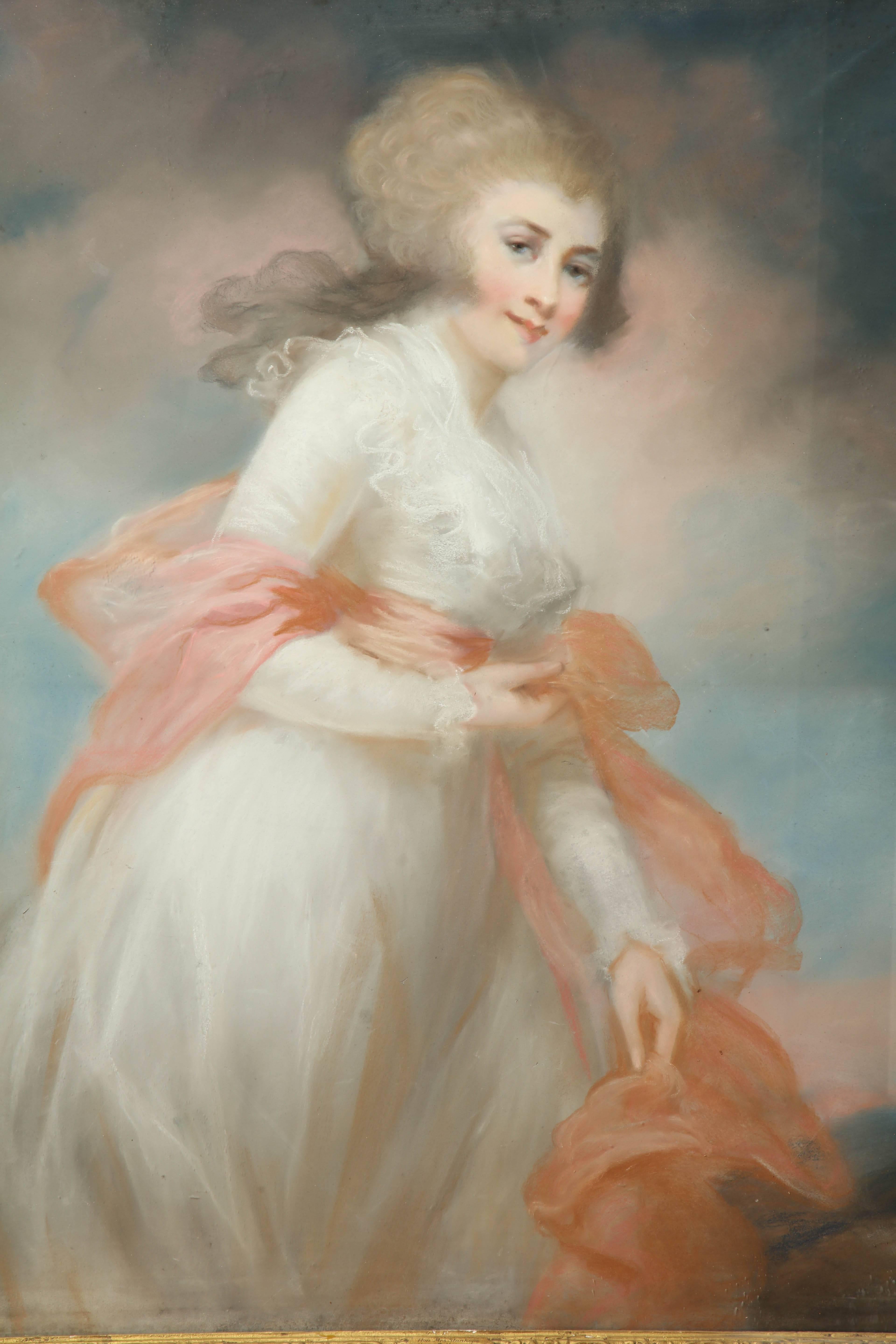 Great Britain (UK) Heroic Pastel of the Hon. Mrs. Stanhope For Sale