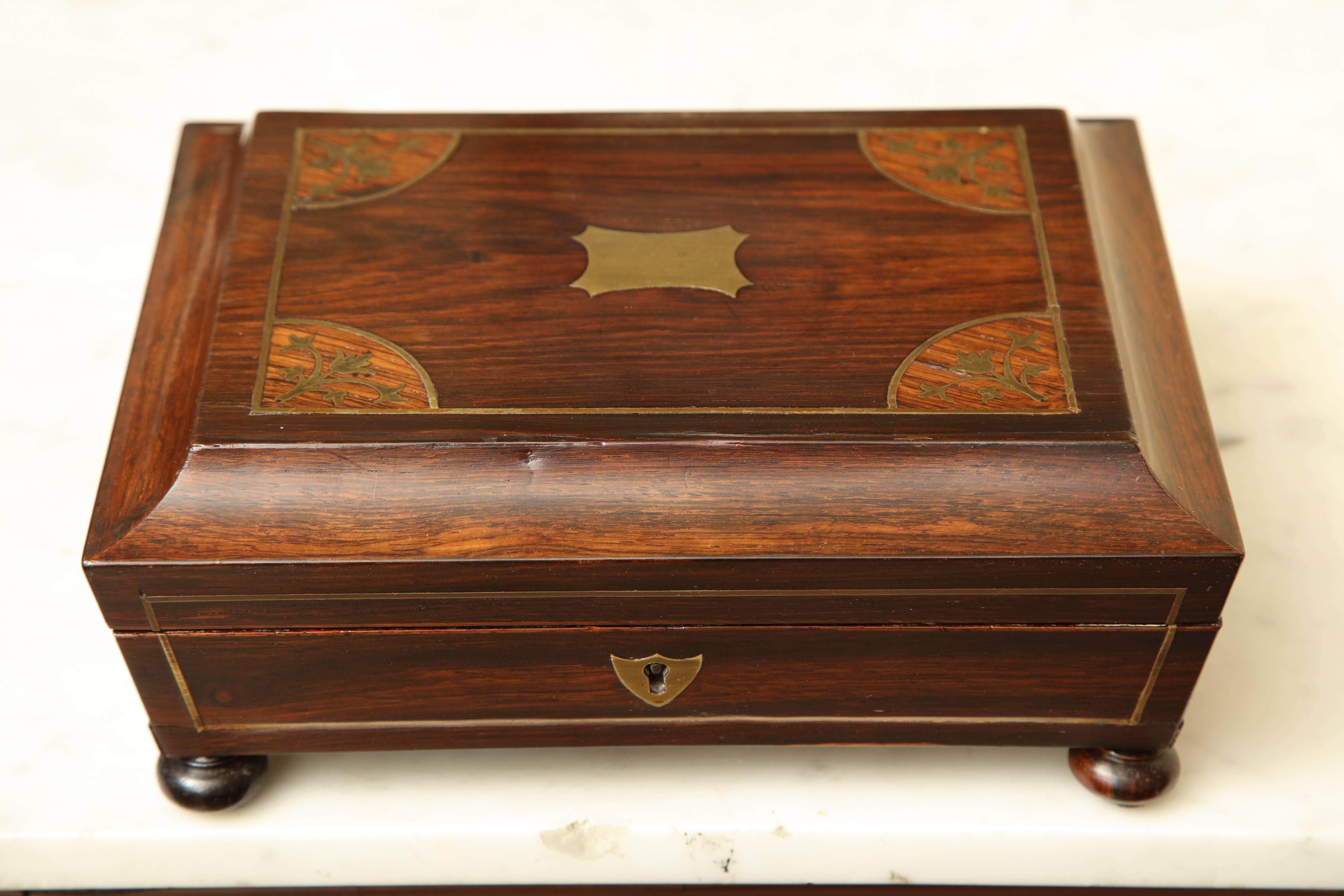 Early 19th century English Regency, brass inlaid box.