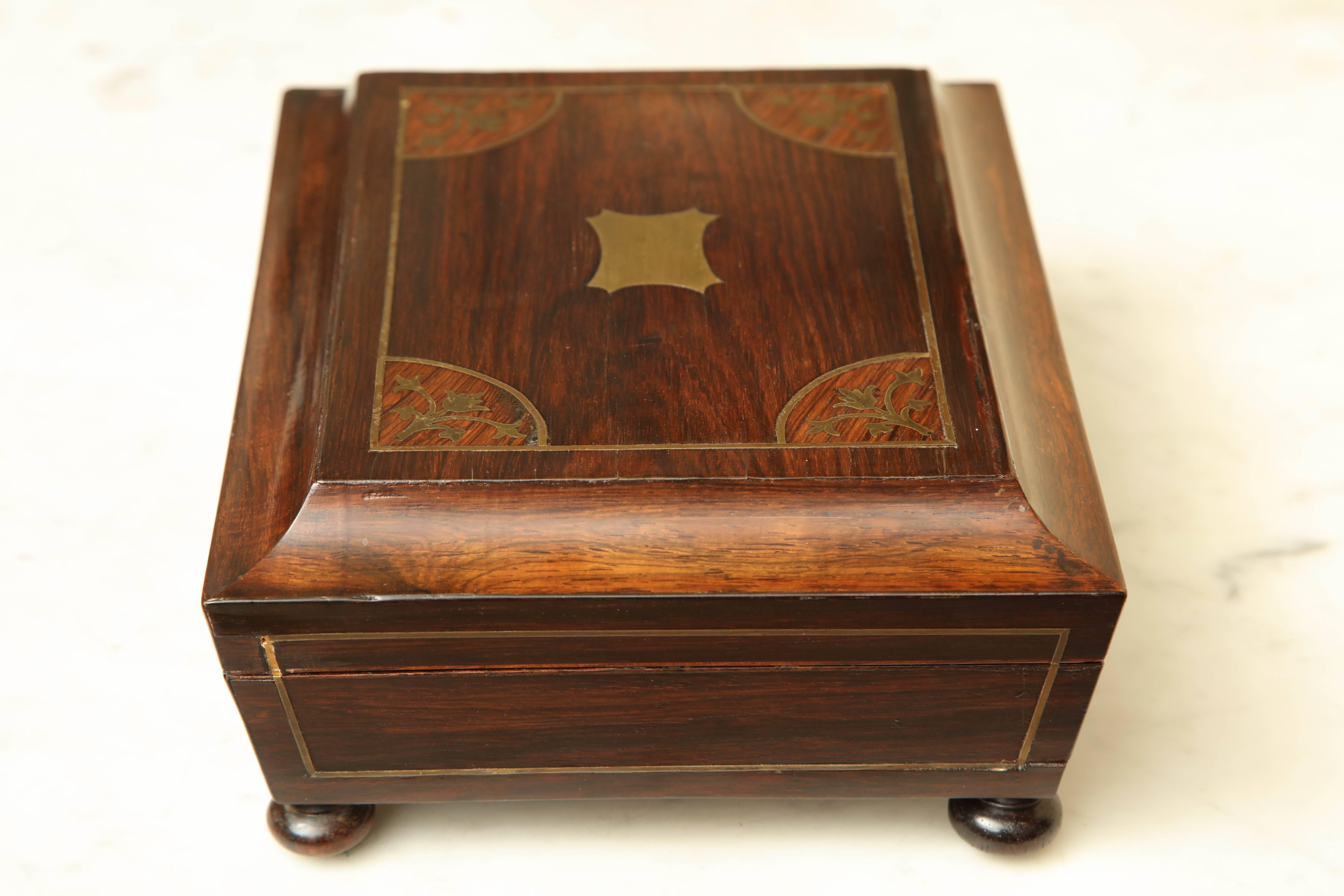 Great Britain (UK) Beautifully Shaped Early 19th Century English Regency, Brass Inlaid Box