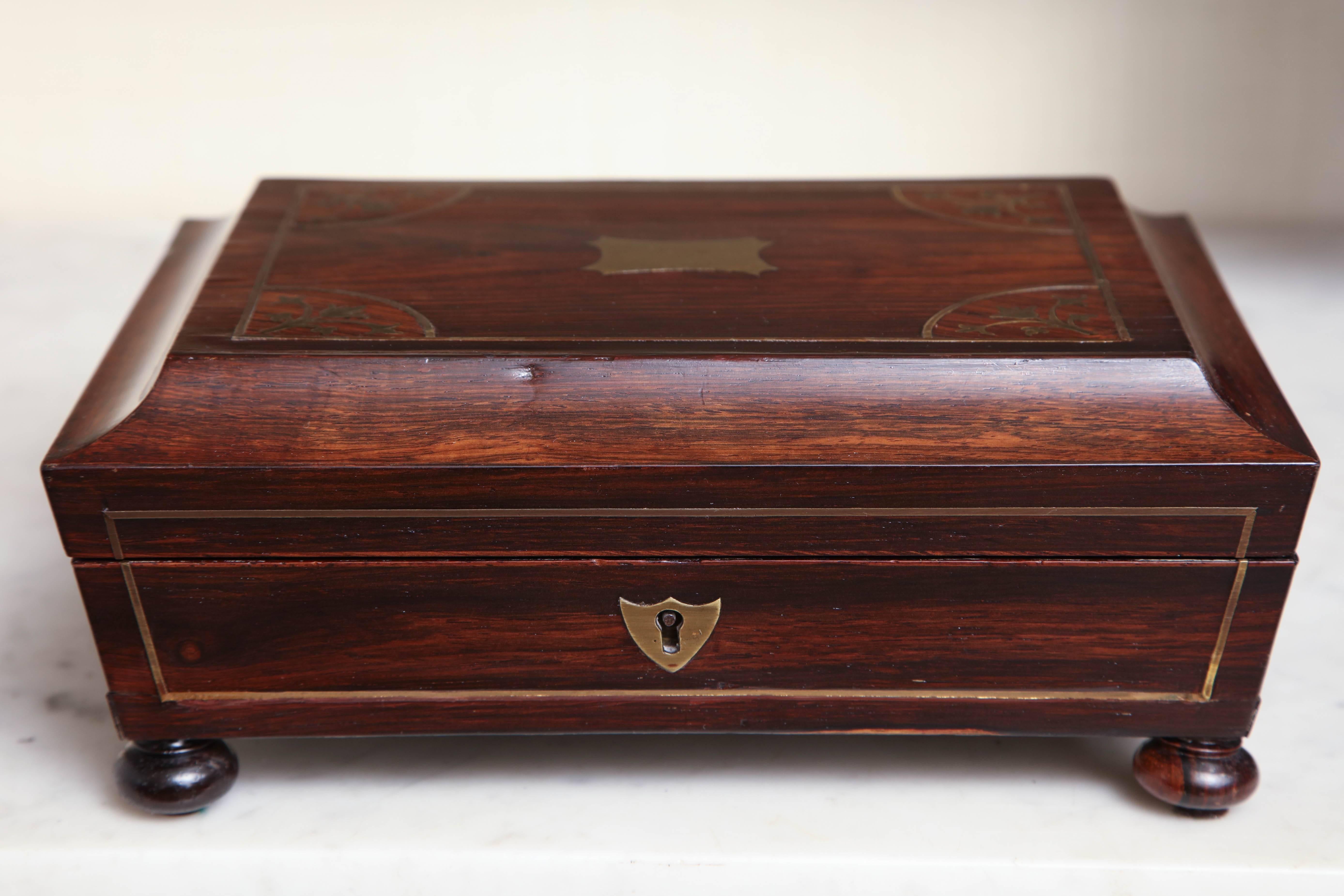 Beautifully Shaped Early 19th Century English Regency, Brass Inlaid Box 5
