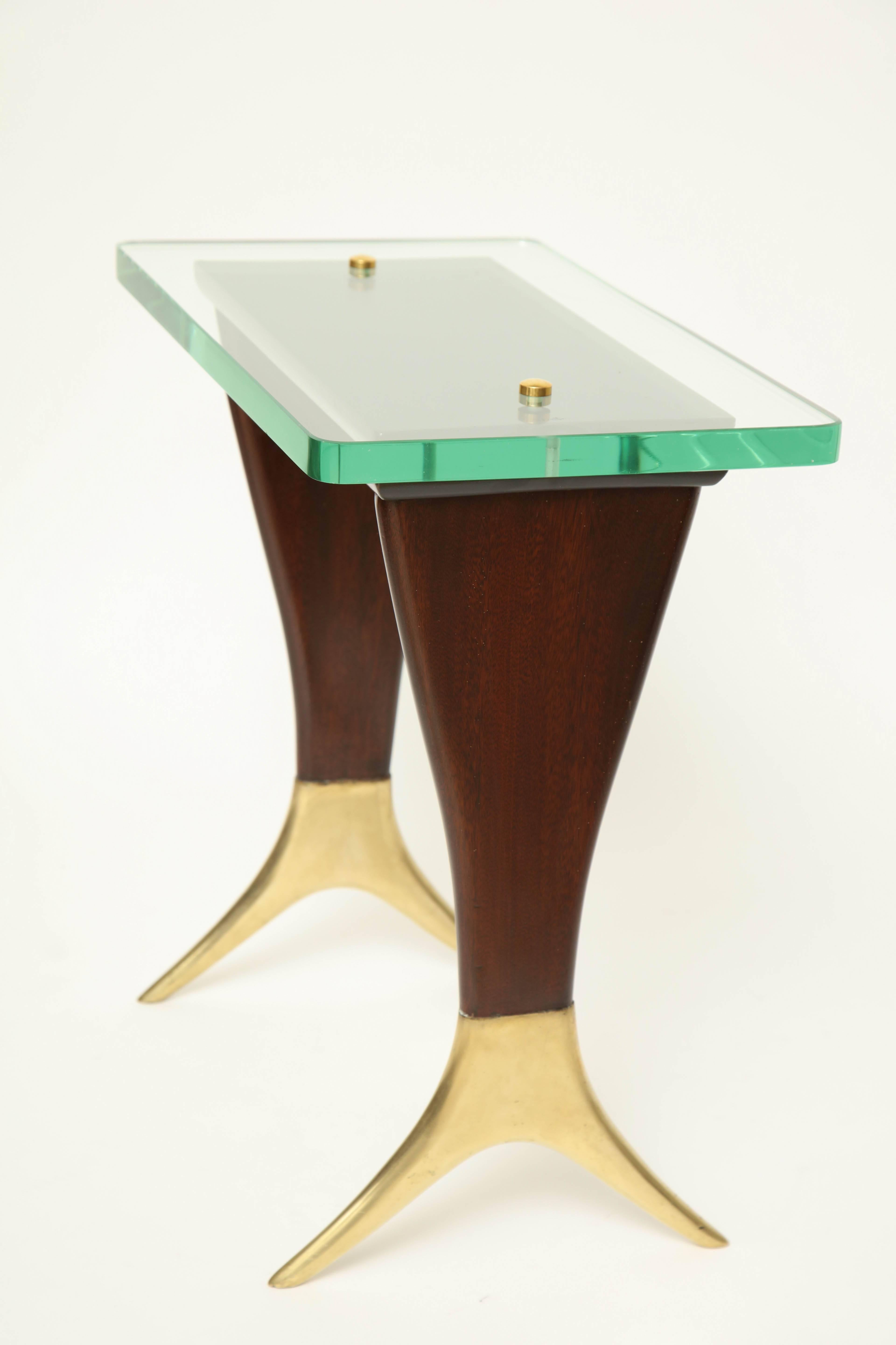 Mid-Century Modern Mid-Century Wood and Brass Side or Cocktail Table Designed by Cesare Lacca