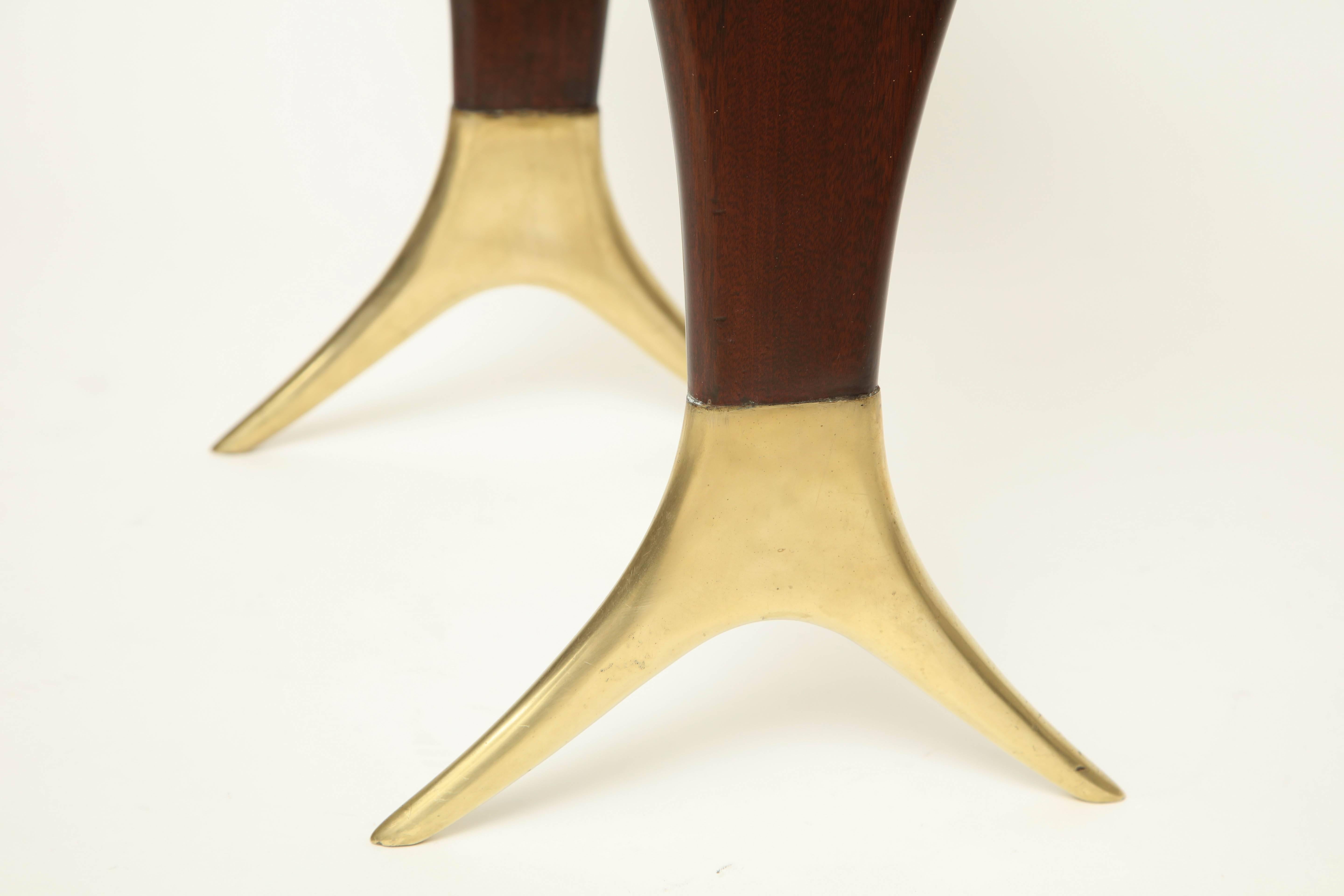 Mid-Century Wood and Brass Side or Cocktail Table Designed by Cesare Lacca In Excellent Condition In New York, NY