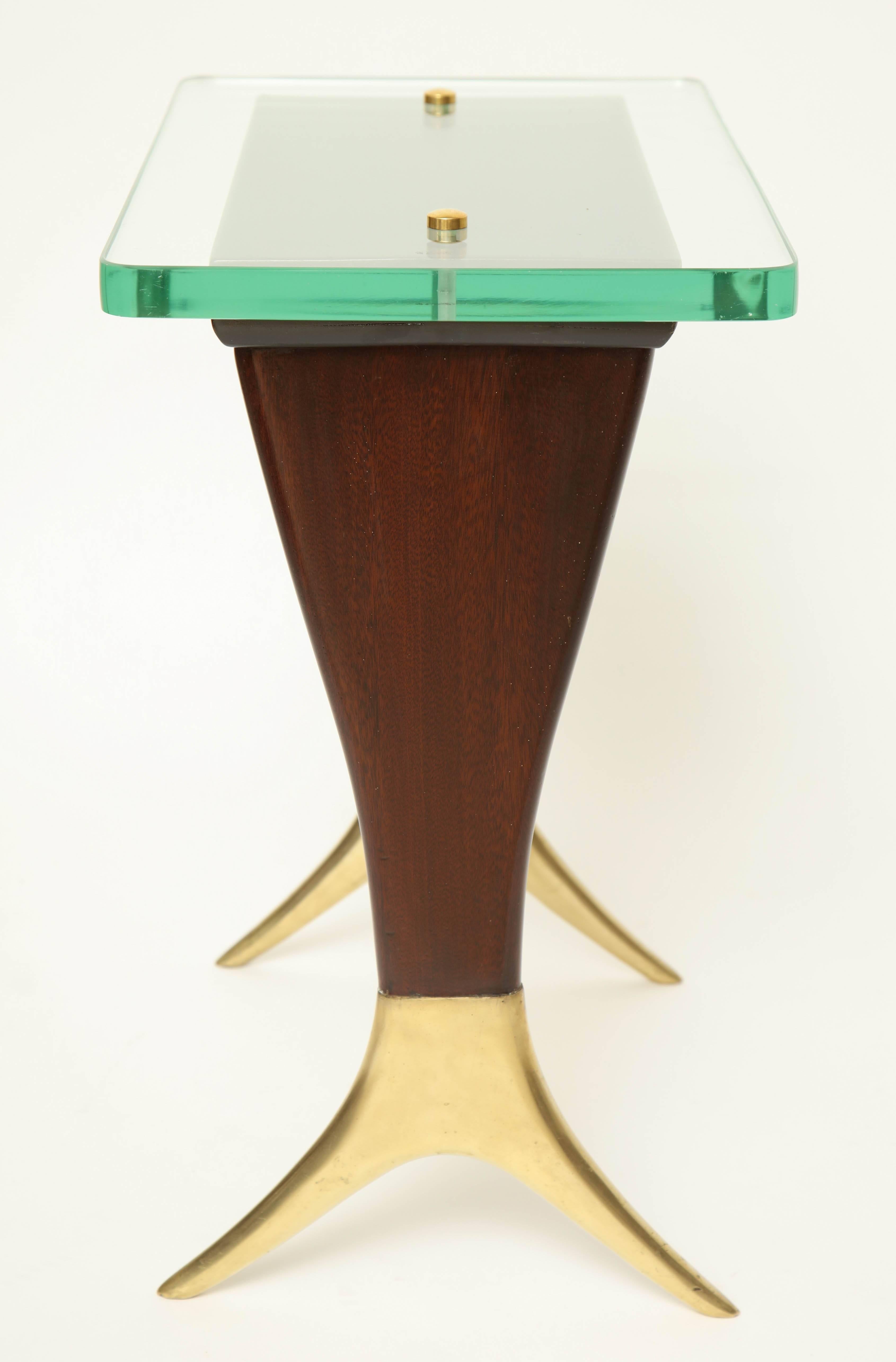 Mid-20th Century Mid-Century Wood and Brass Side or Cocktail Table Designed by Cesare Lacca