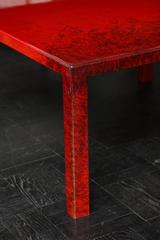 Contemporary Red Laquered Coffee Table, Square Leg