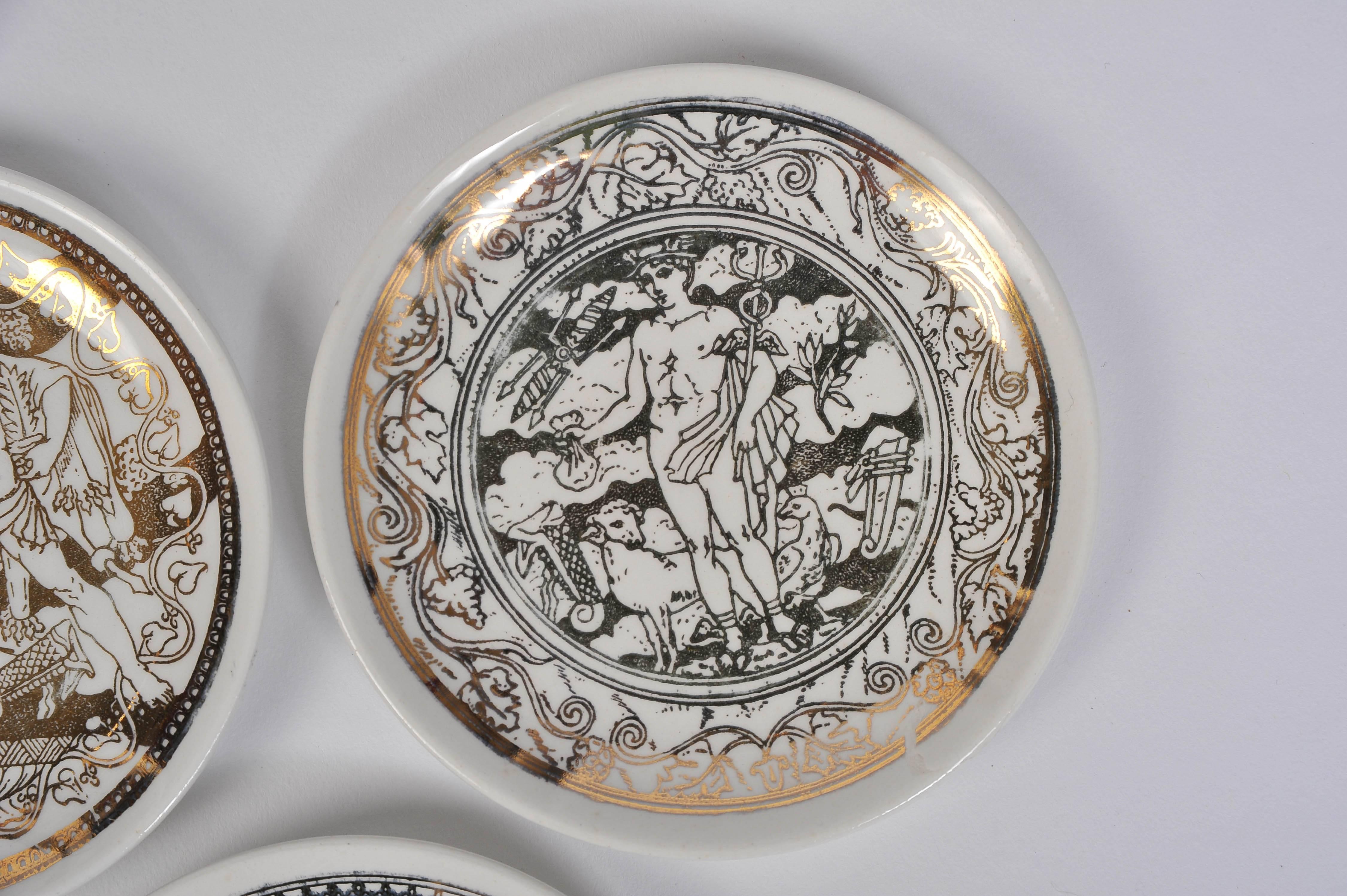 Set of Seven Small Plates by Piero Fornasetti 1