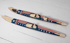 Combination Pair of Vintage Patriotic Water Skis