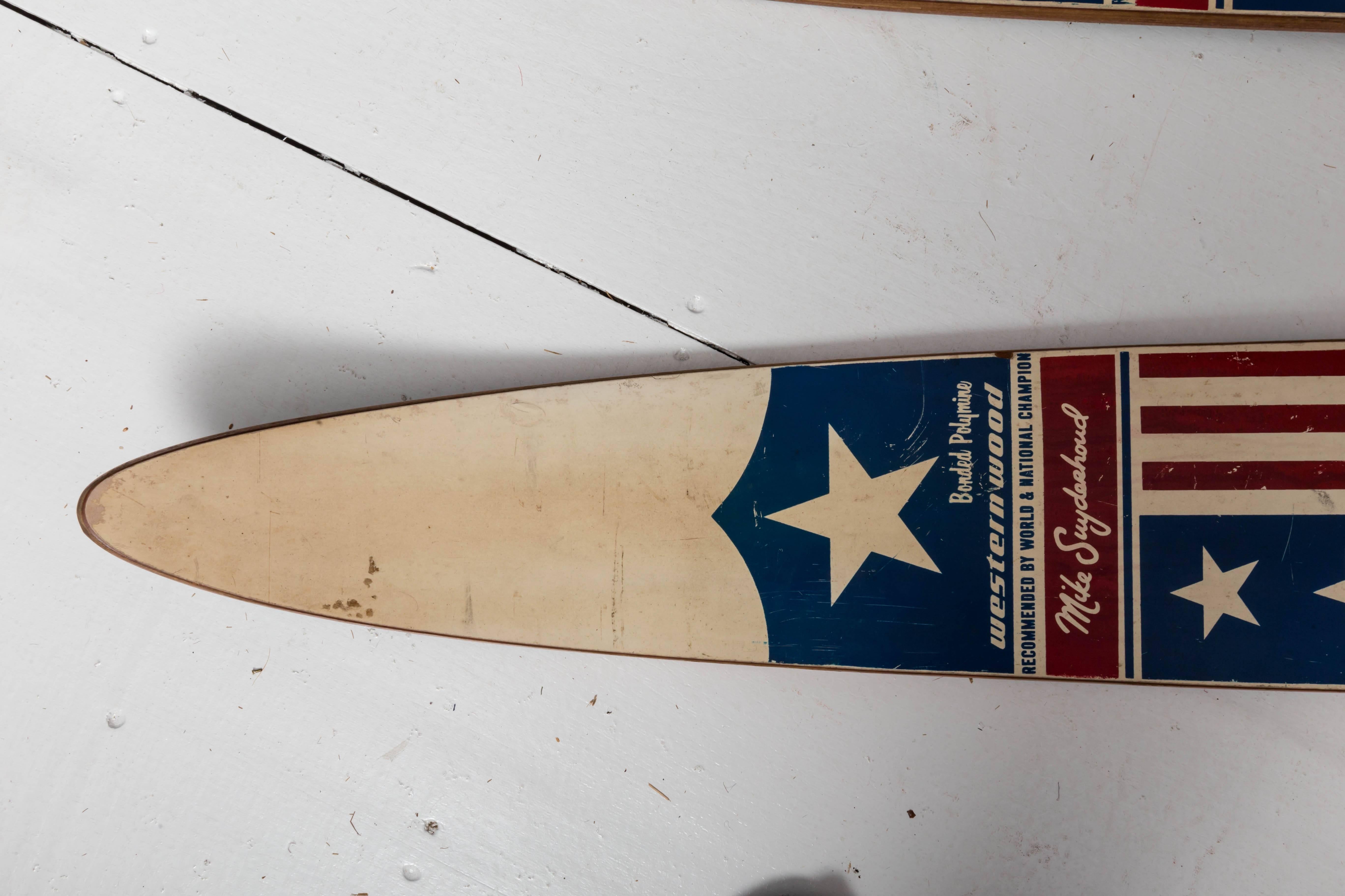 Wood Combination Pair of Vintage Patriotic Water Skis