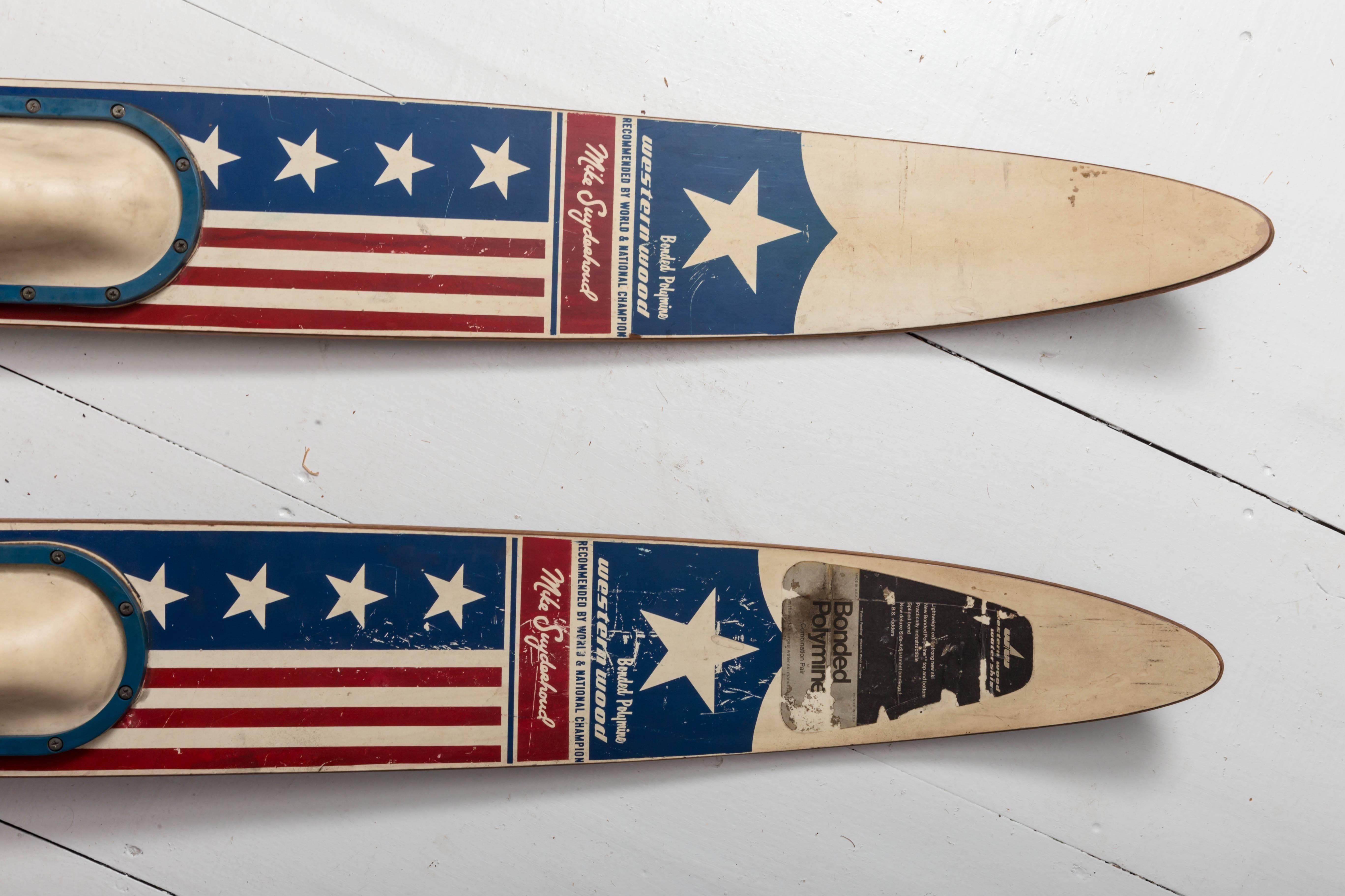 Combination Pair of Vintage Patriotic Water Skis 2