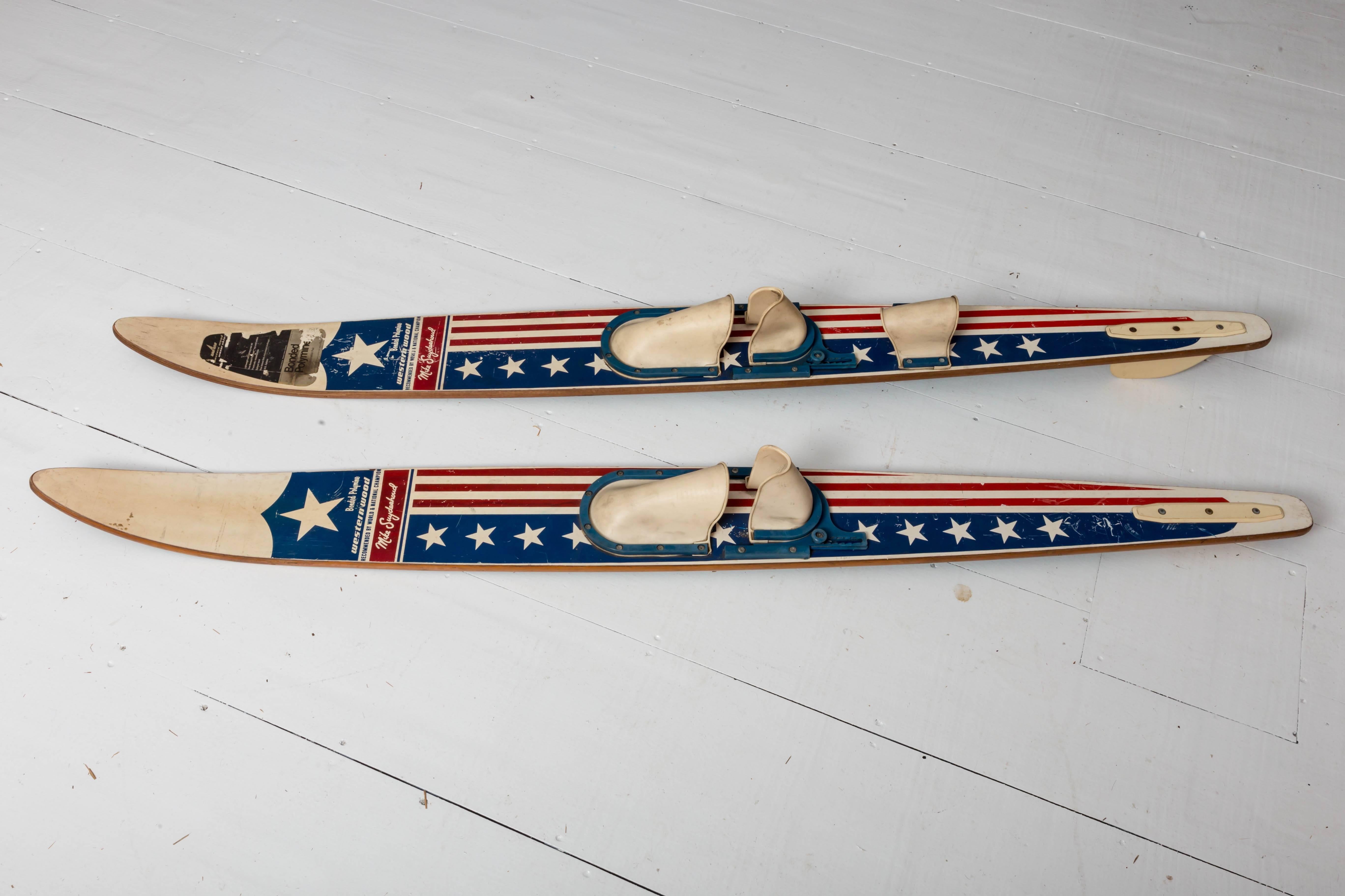 Combination Pair of Vintage Patriotic Water Skis 3