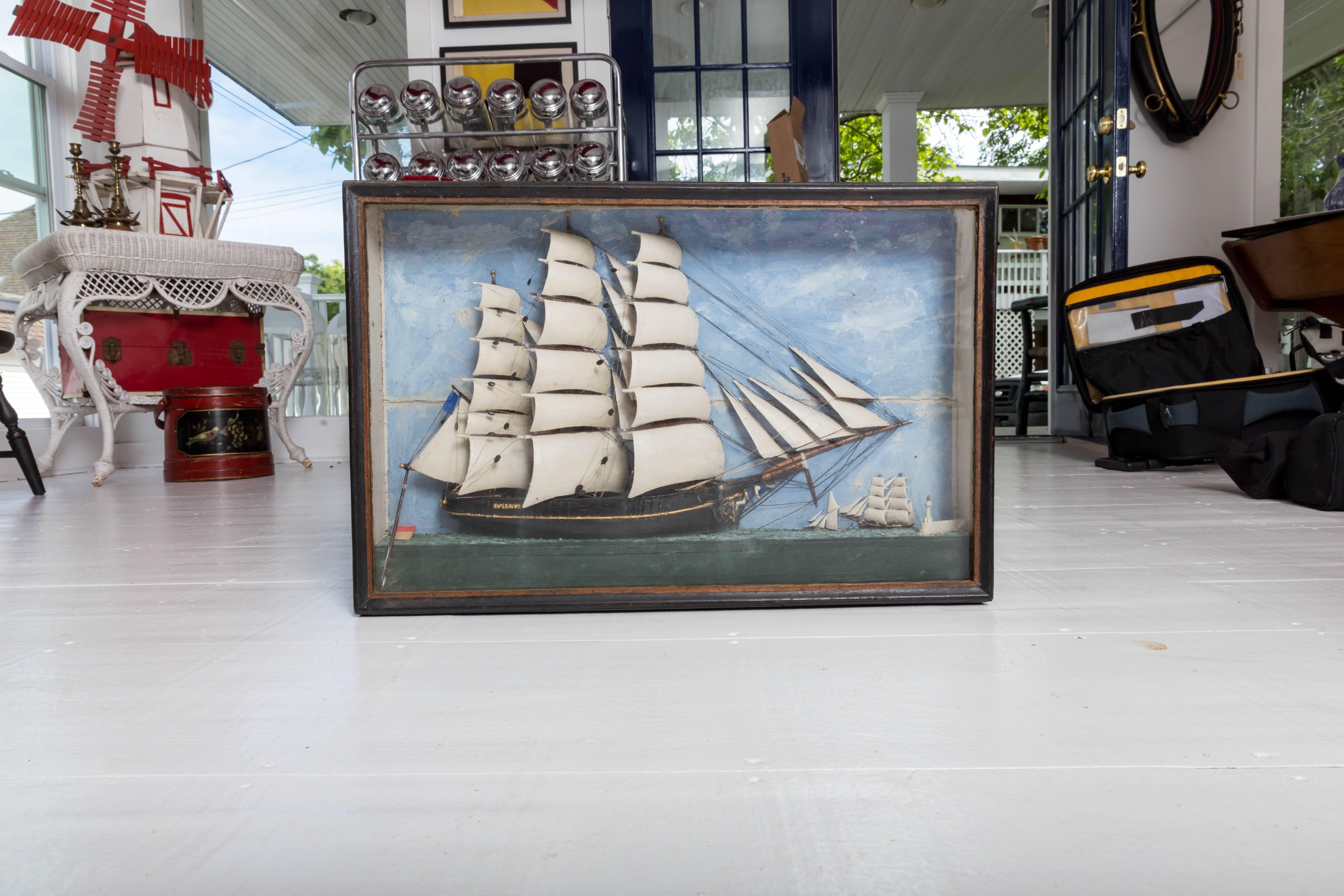 Hand-Crafted 19th Century French Ship Diorama