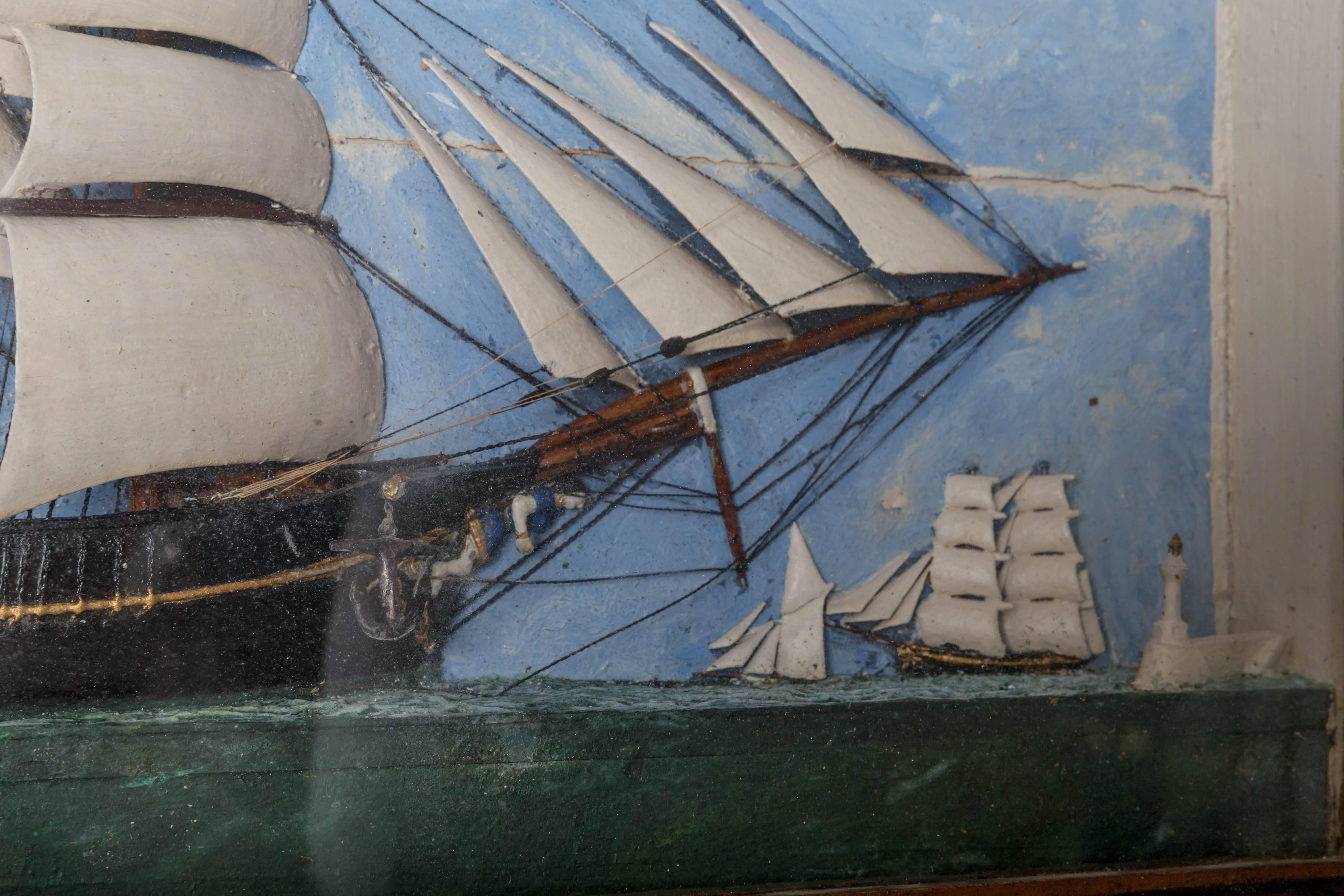 19th Century French Ship Diorama In Good Condition In New York City, NY