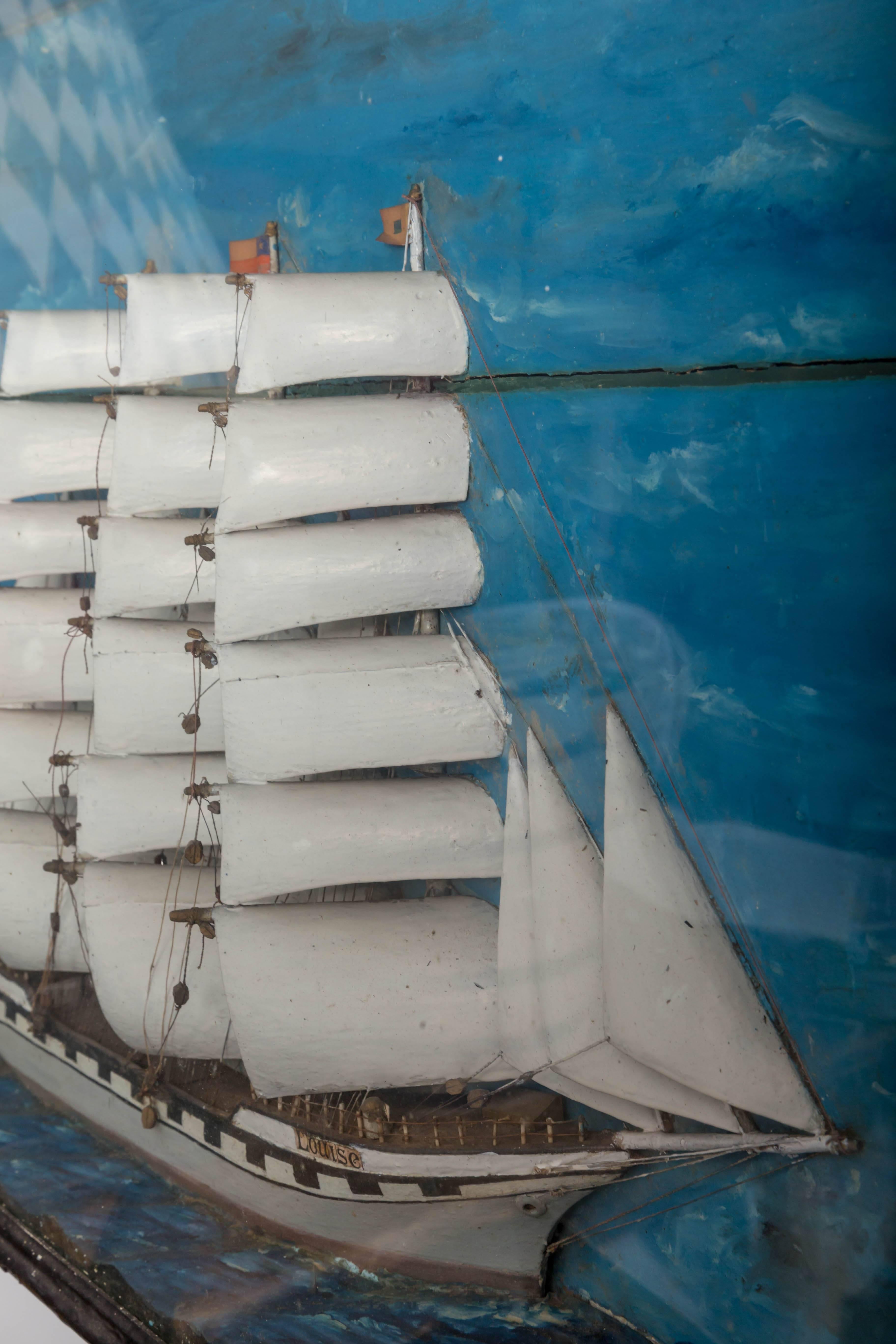 19th Century French Ship Diorama 'Louise' Shadow Box 2