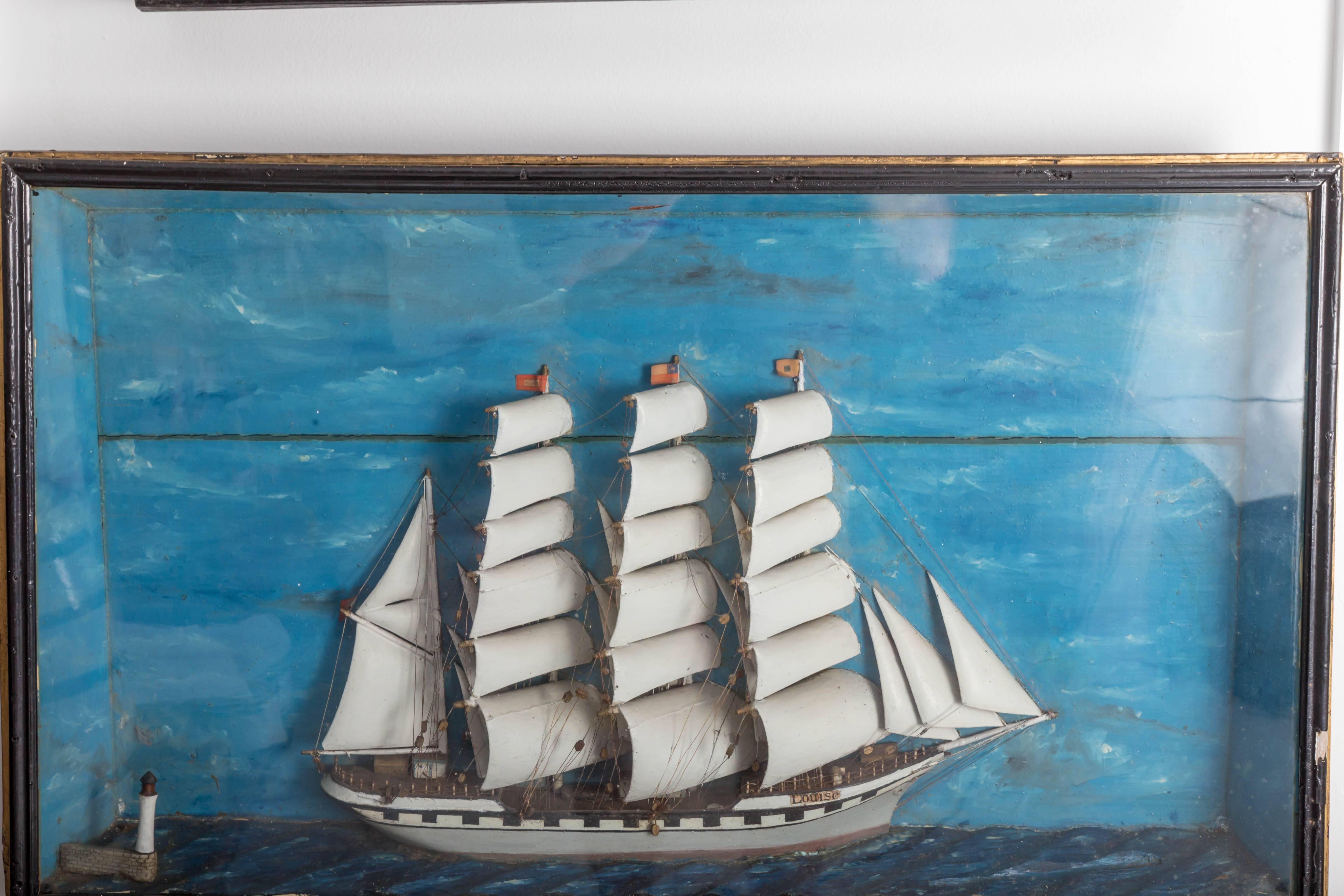 19th Century French Ship Diorama 'Louise' Shadow Box 3