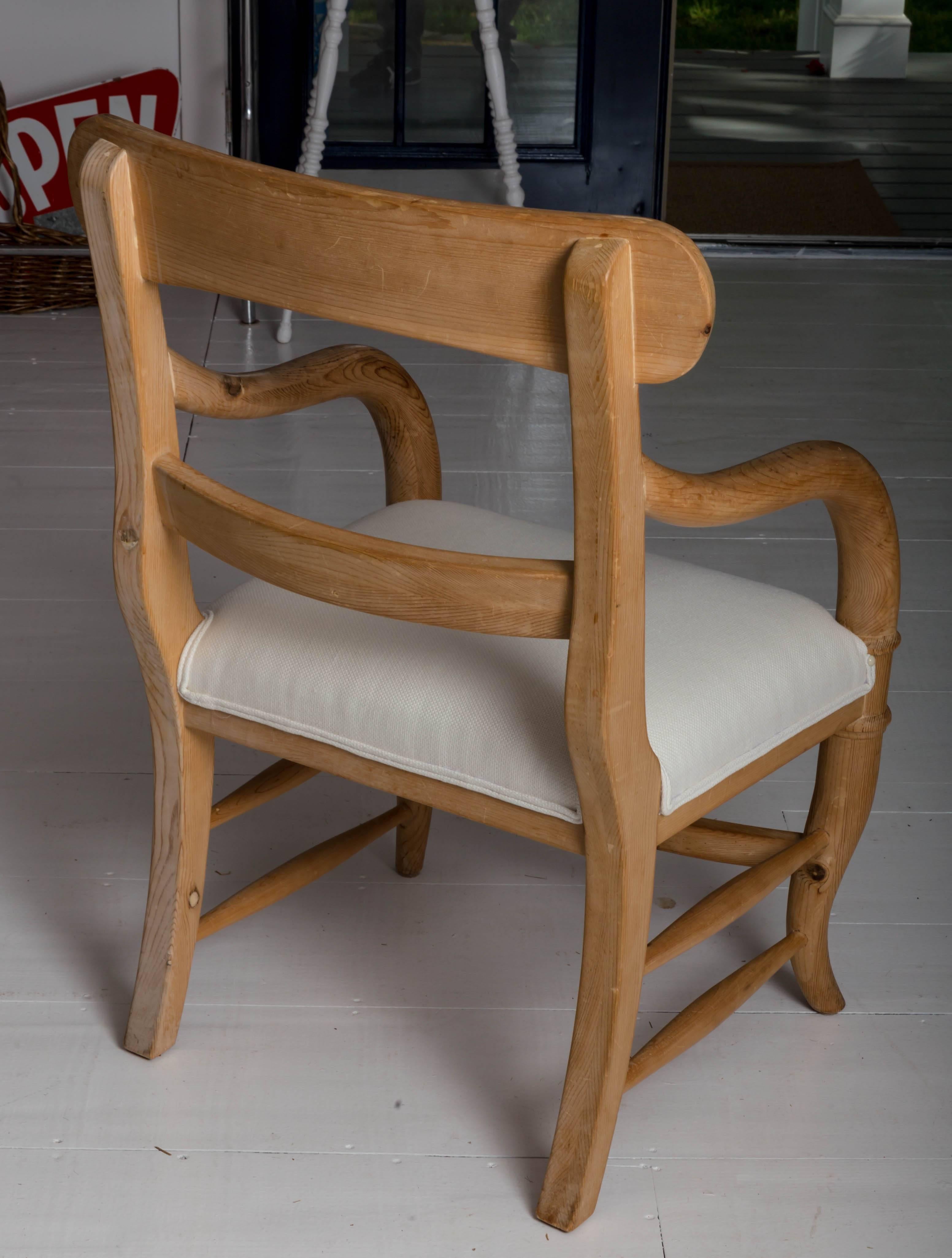 Wood Pair of Michael Taylor Pine Armchairs