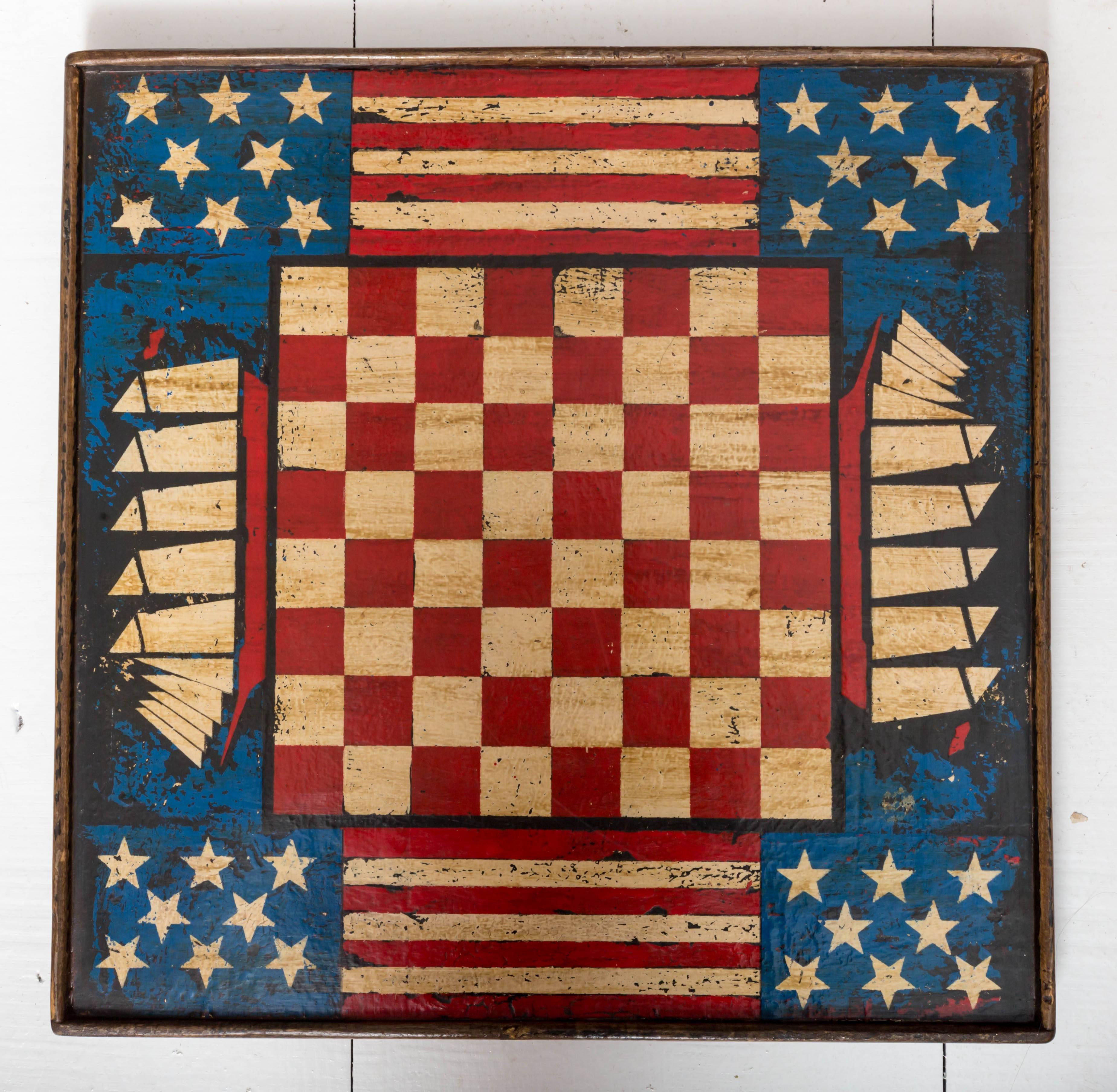 20th Century Vintage Paint Decorated Americana Game Board
