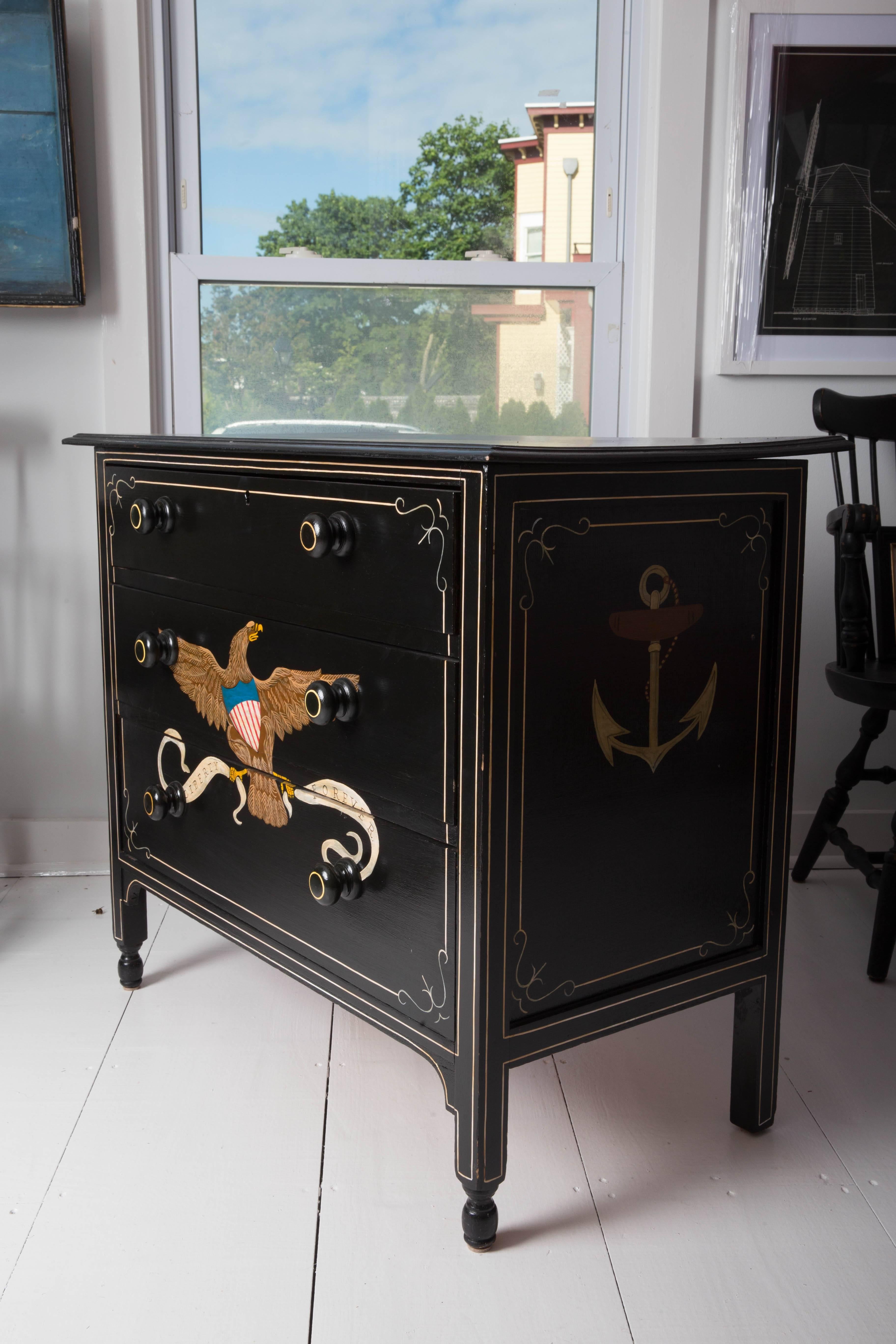 Hand-Painted Nautical/Eagle Chest of Drawers 1