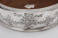 Edwardian Sterling Silver-Mounted Wood Wine Bottle Coaster