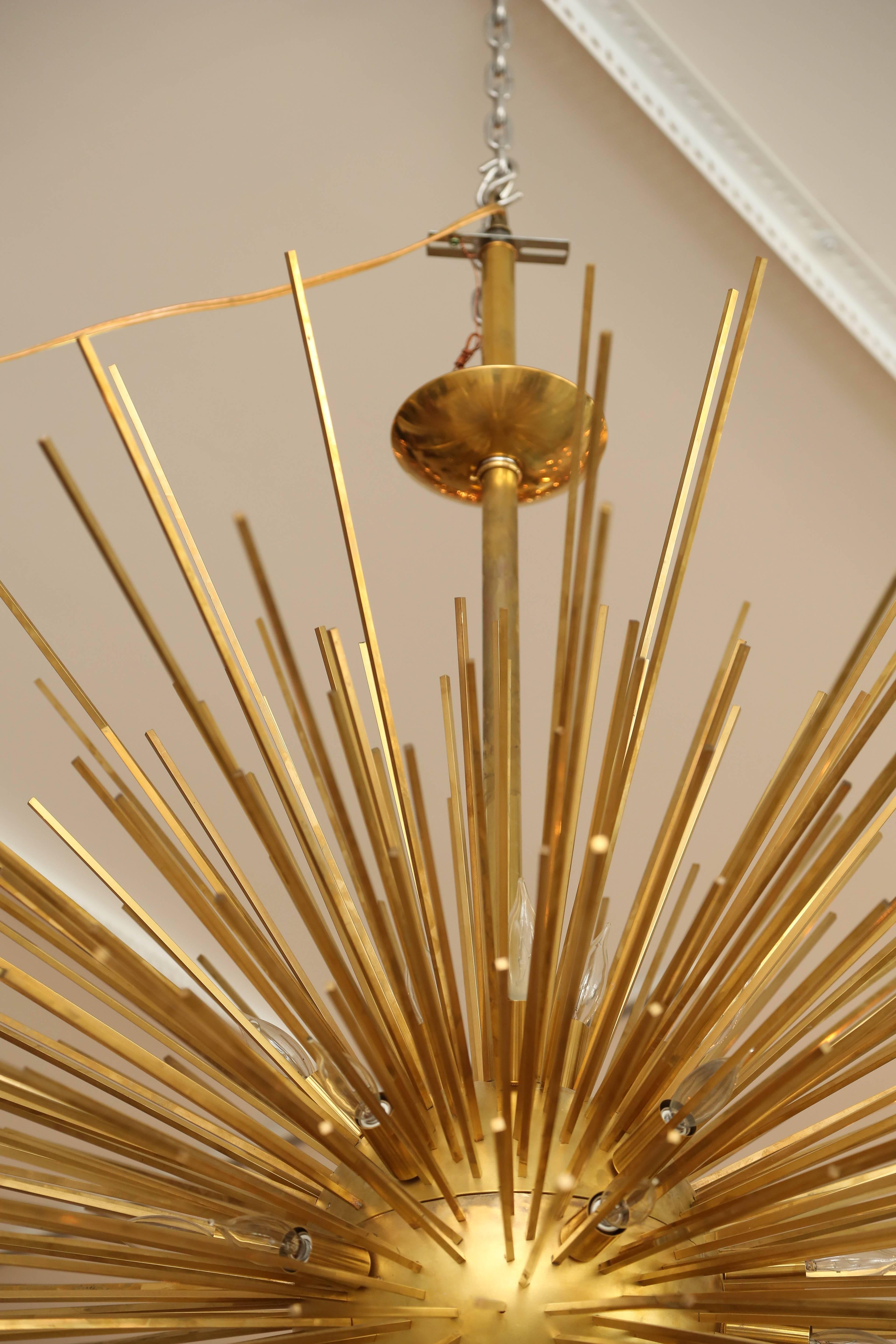 20th Century Monumental Brass Sputnik Pendant Light Chandelier