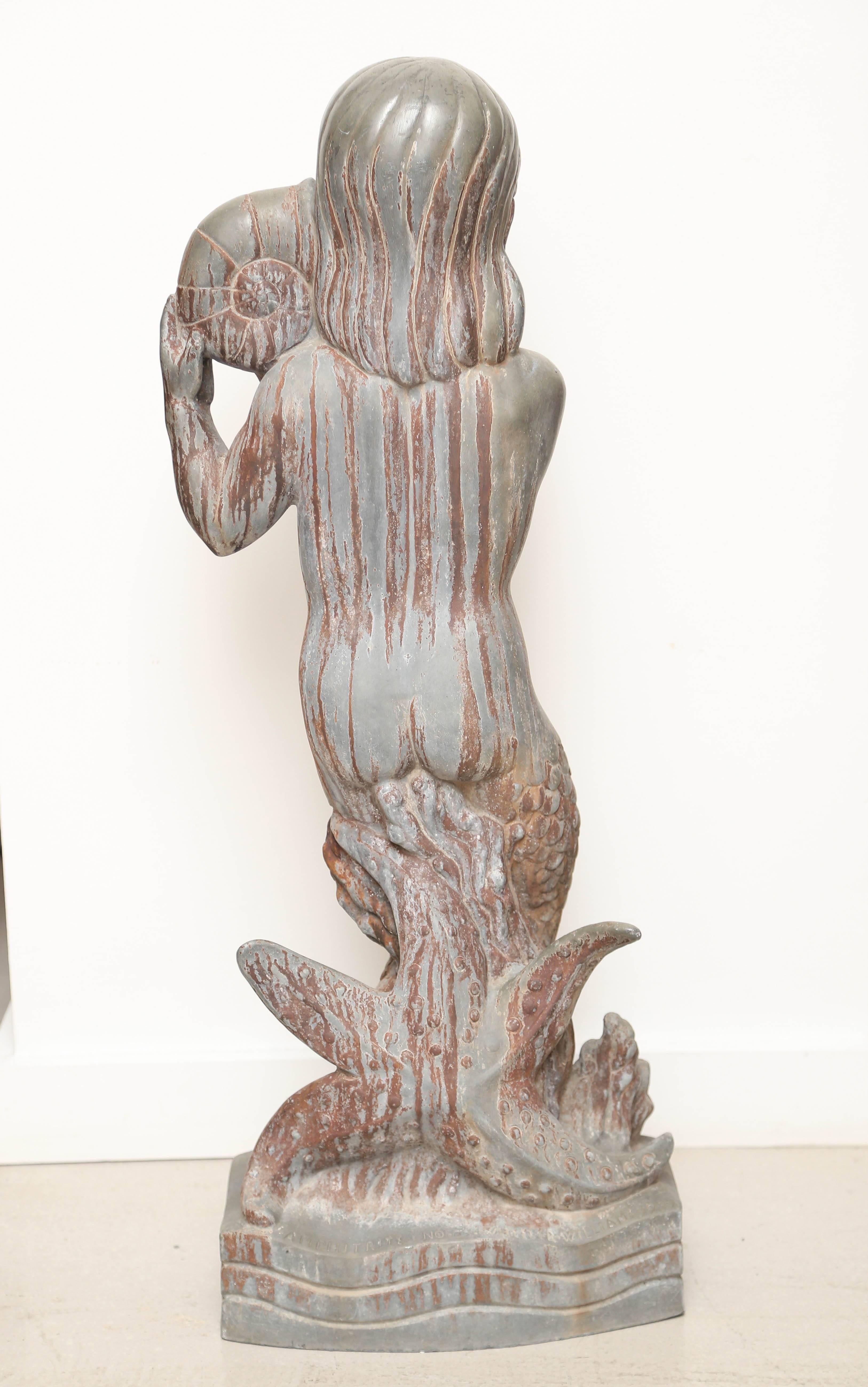Art Deco Cast Lead Mermaid Sculpture by Wheeler Williams 1