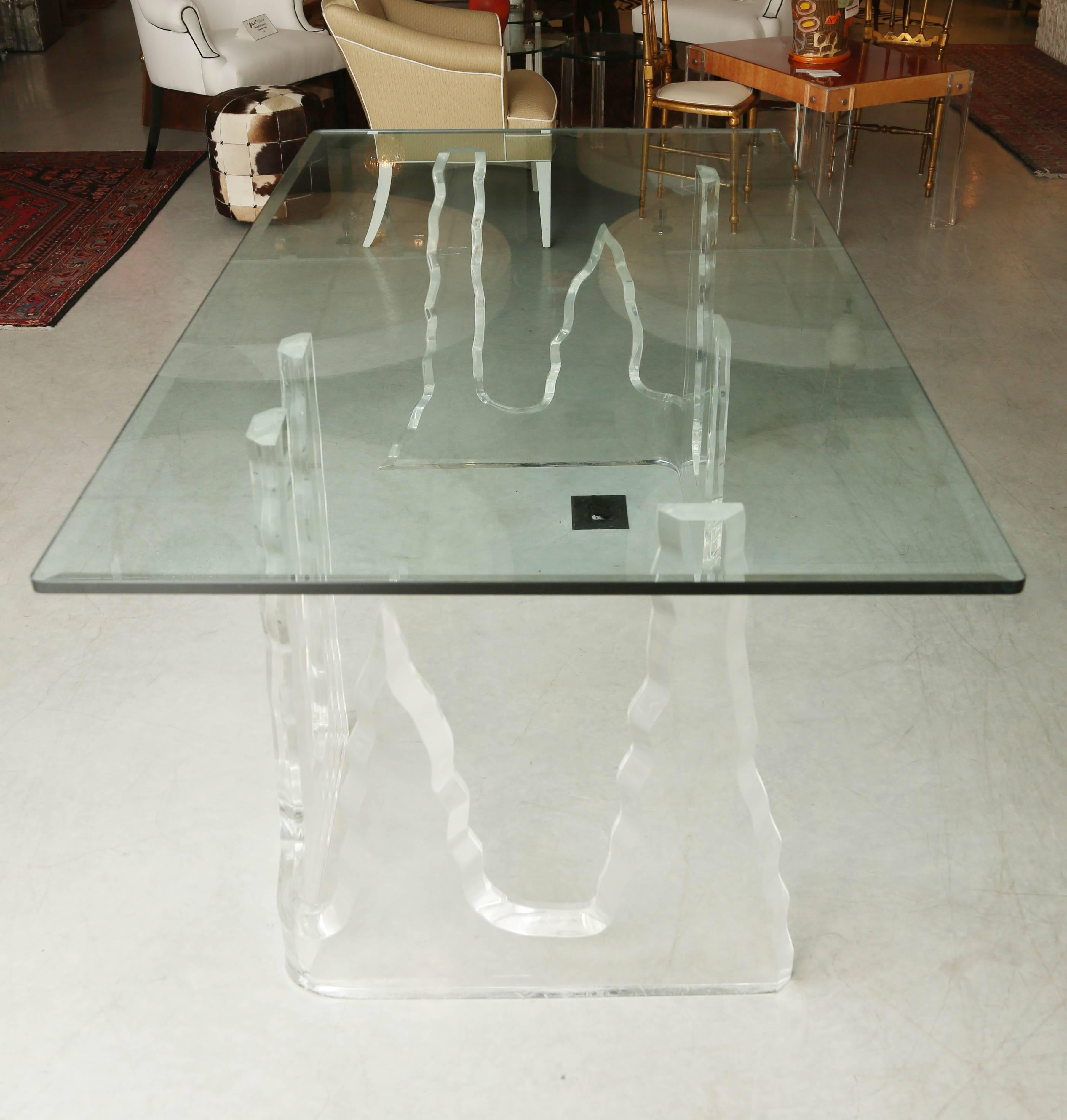 North American Lucite Dining Table or Executive Desk, Midcentury, Can Support Larger Glass Top