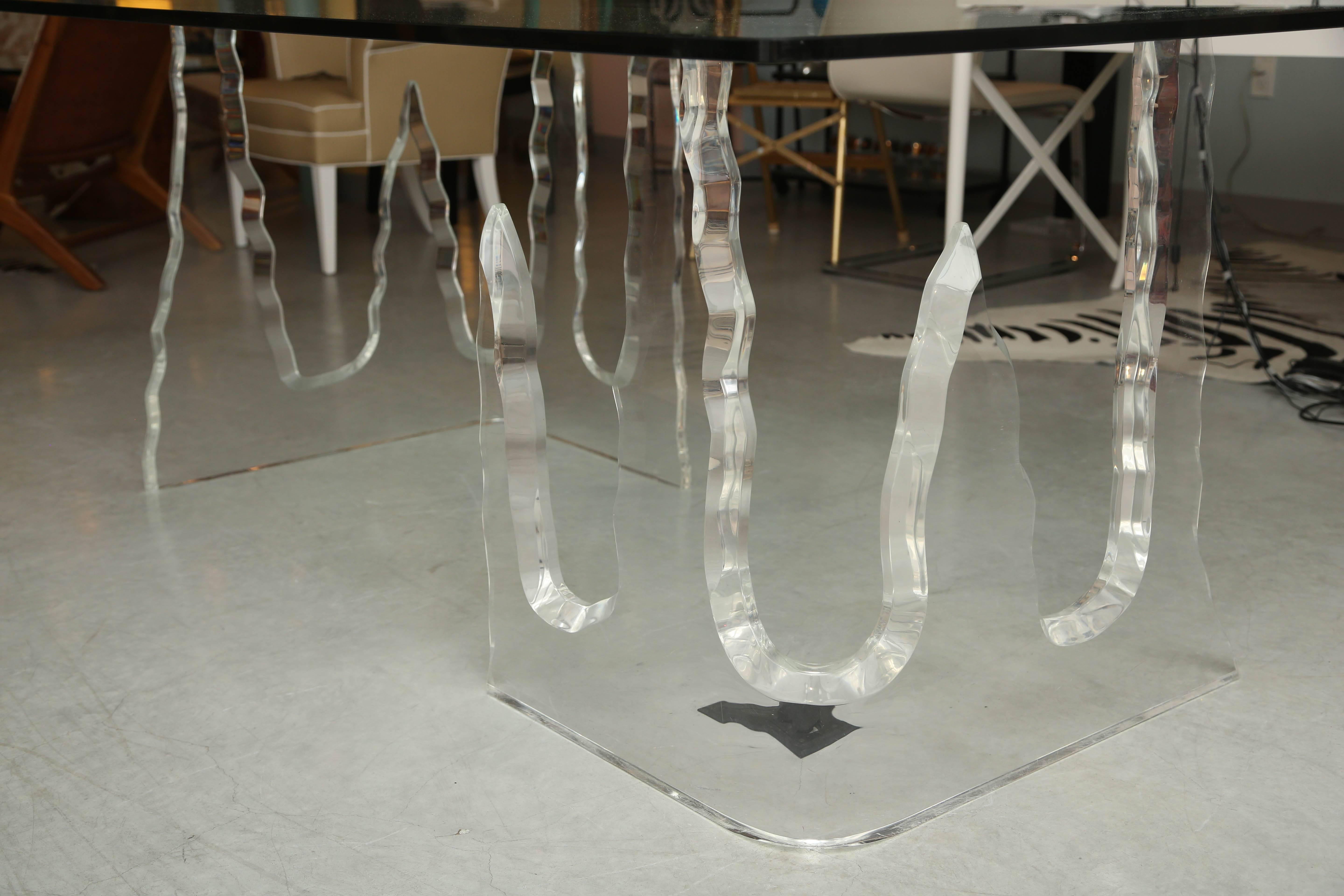 20th Century Lucite Dining Table or Executive Desk, Midcentury, Can Support Larger Glass Top