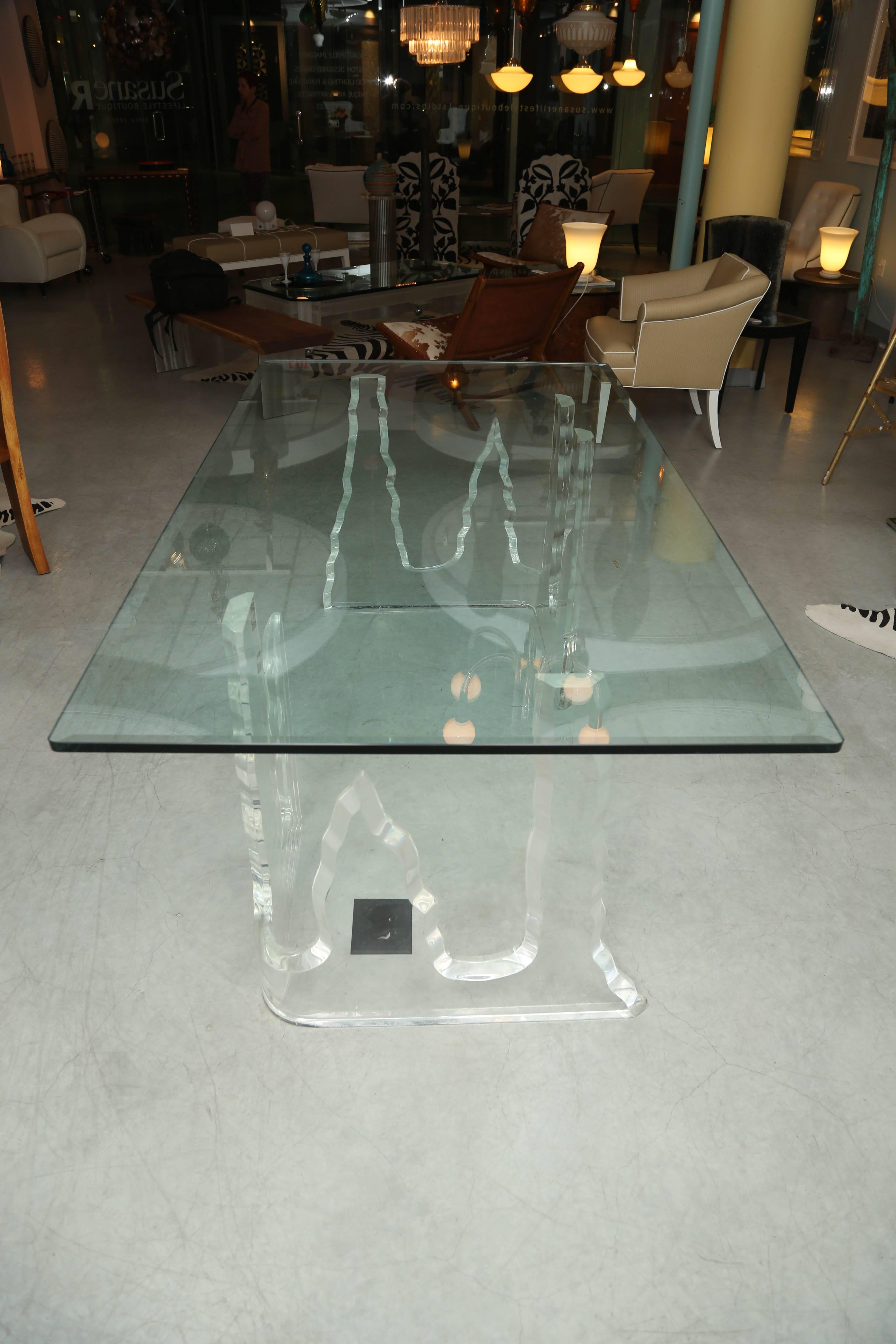 Lucite Dining Table or Executive Desk, Midcentury, Can Support Larger Glass Top 2
