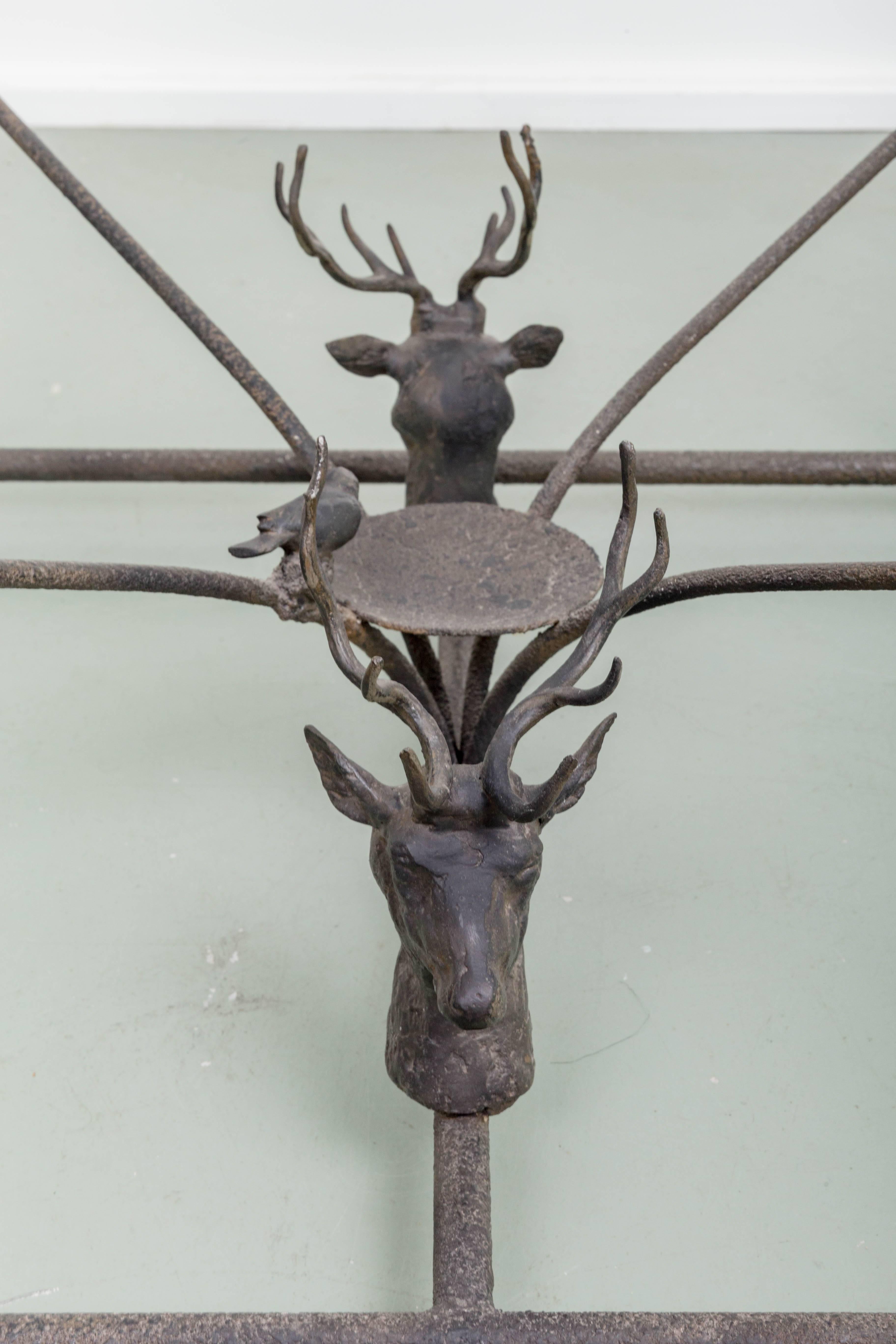 Adirondack Decorative Metal Side Table with Quail and Stag Head Motifs