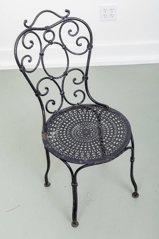 Pair of 19th Century French Wrought Iron Garden Chairs For Sale at 1stdibs