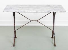 Late 19th Century French Country Bakers Table Iron Base, Marble Top