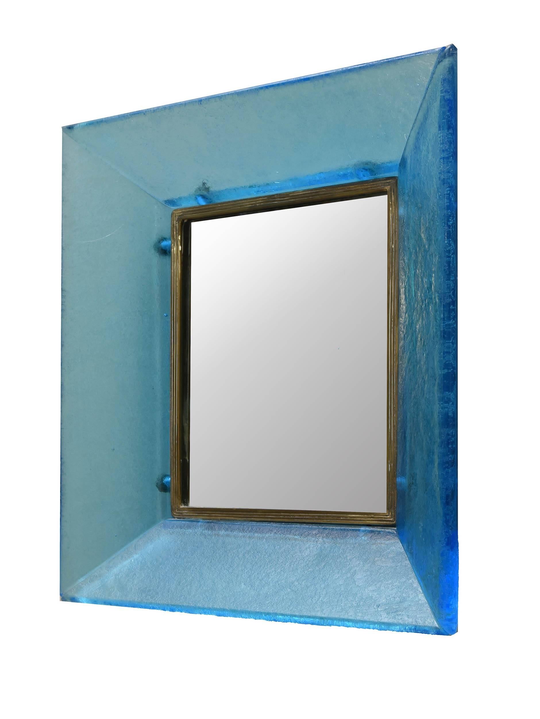 Mirror with frame in turquoise 