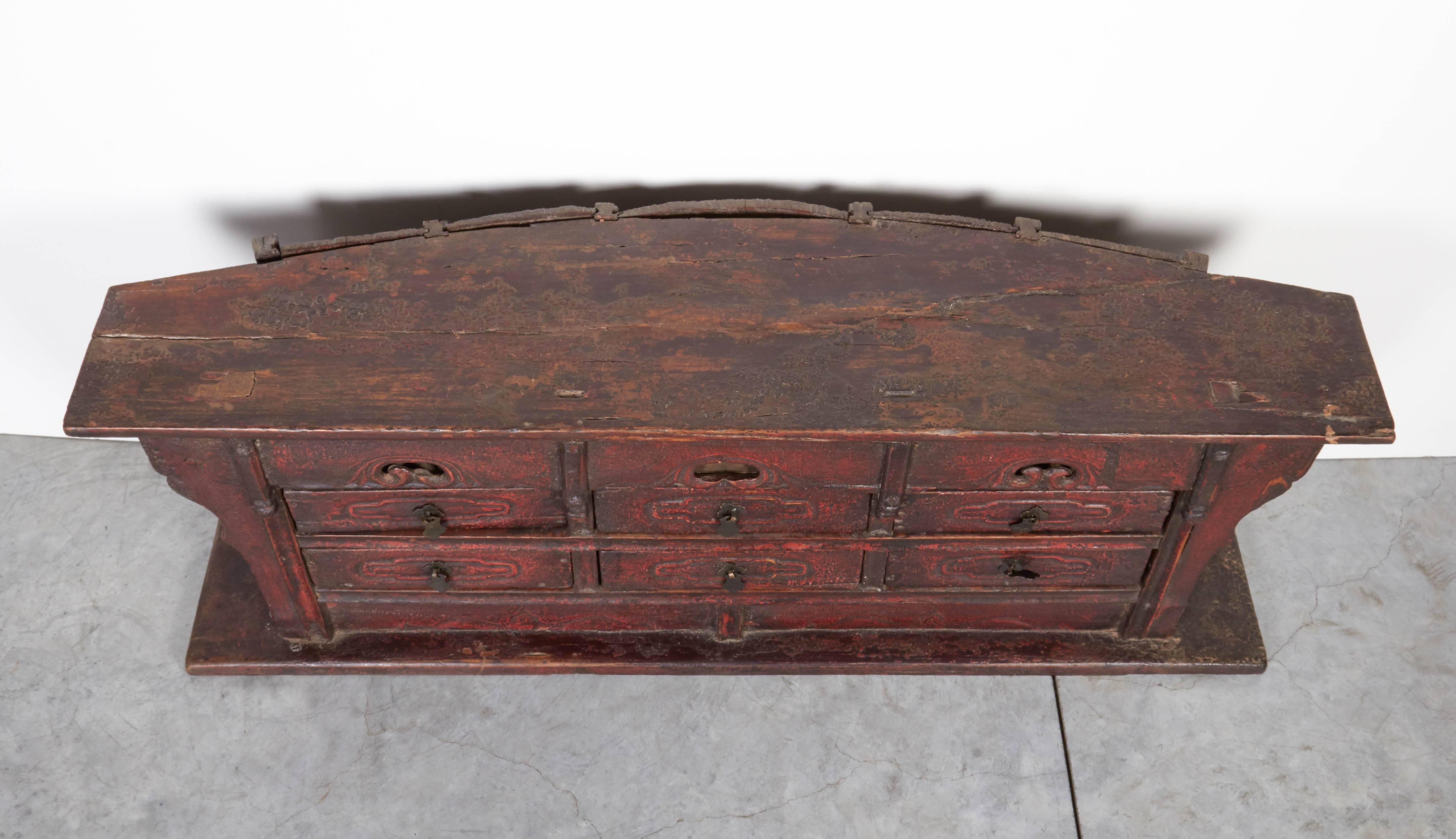20th Century Small Antique Chinese Apothecary Cabinet, Great Patina