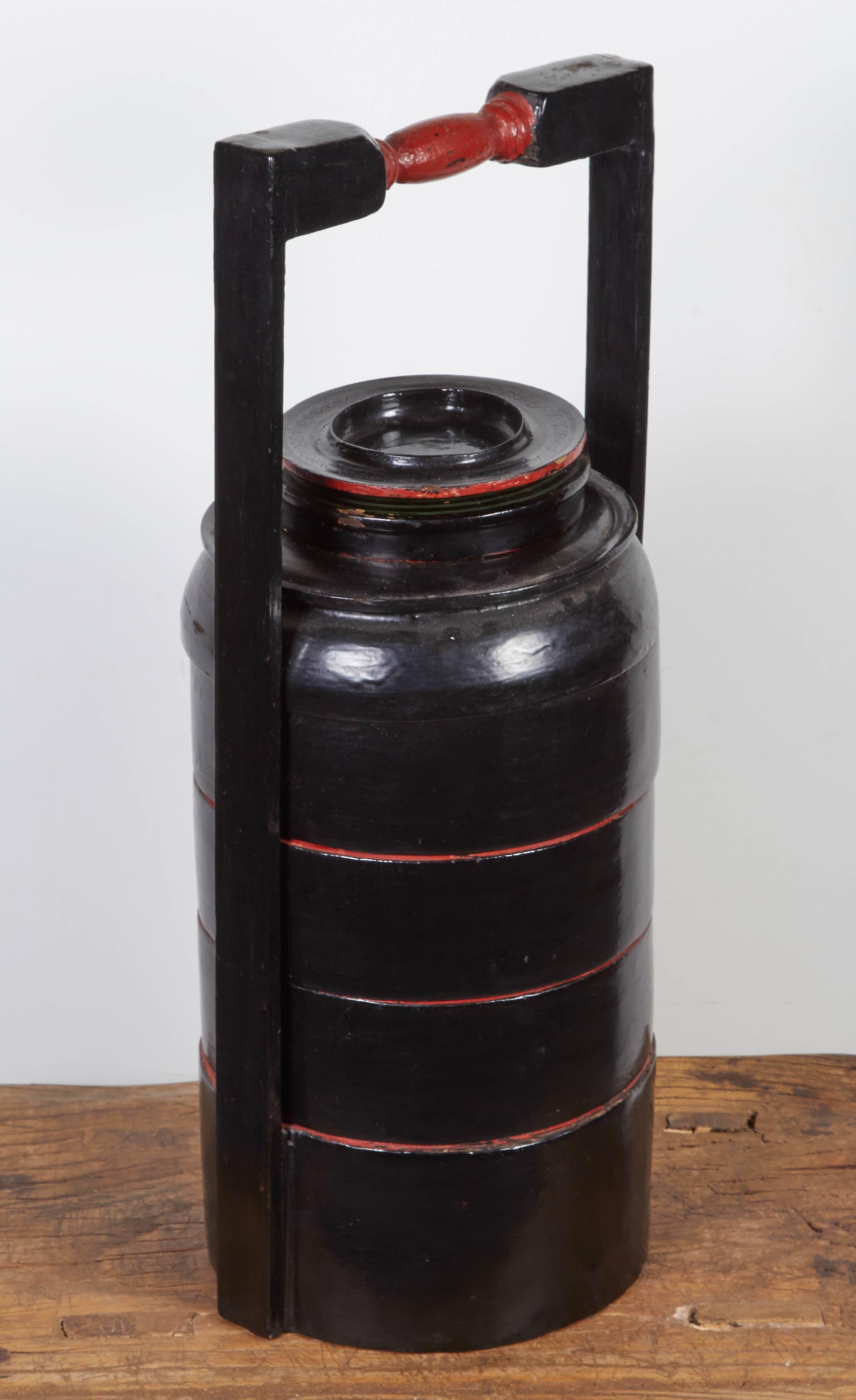 20th Century Burmese Lacquer Stacked Food Container