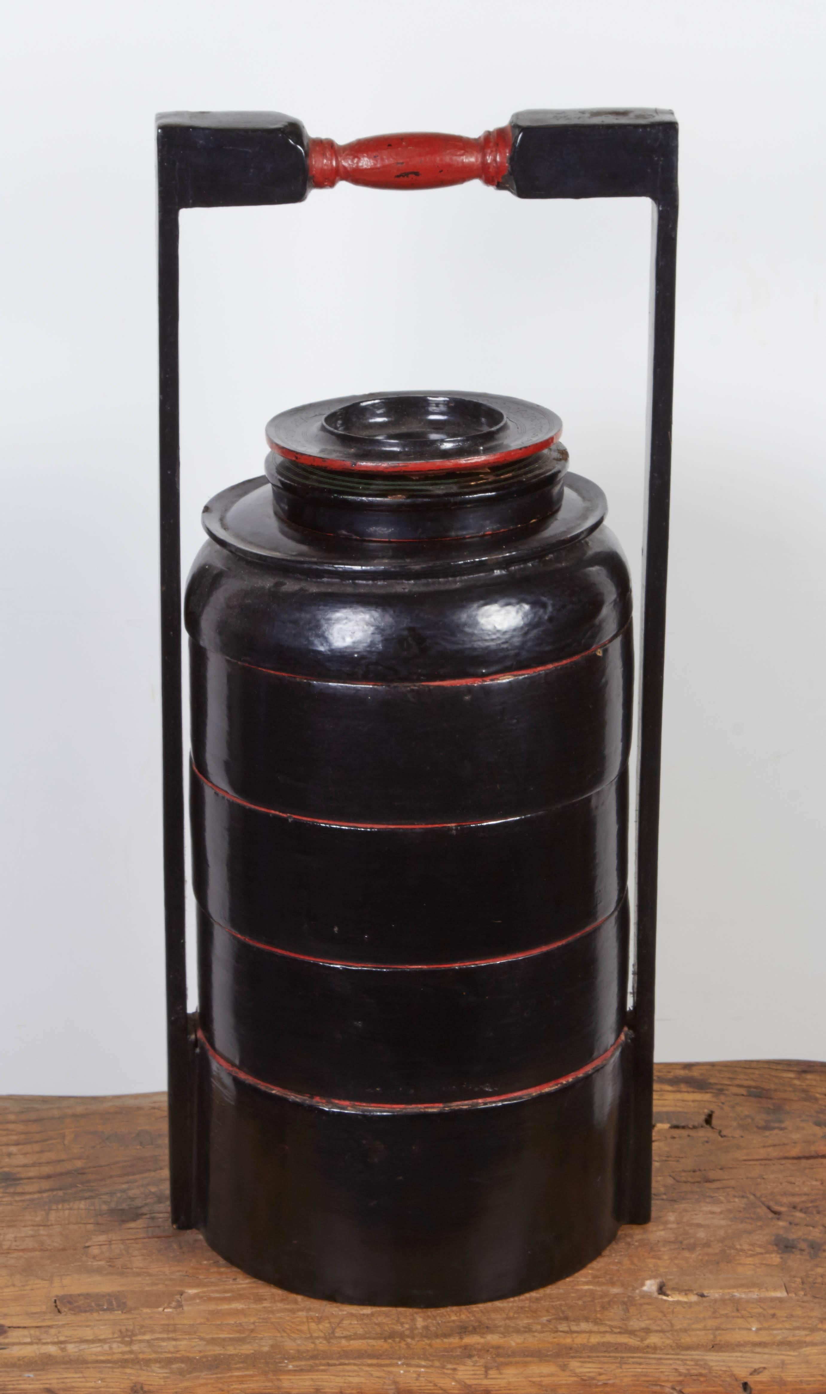 Wood Burmese Lacquer Stacked Food Container