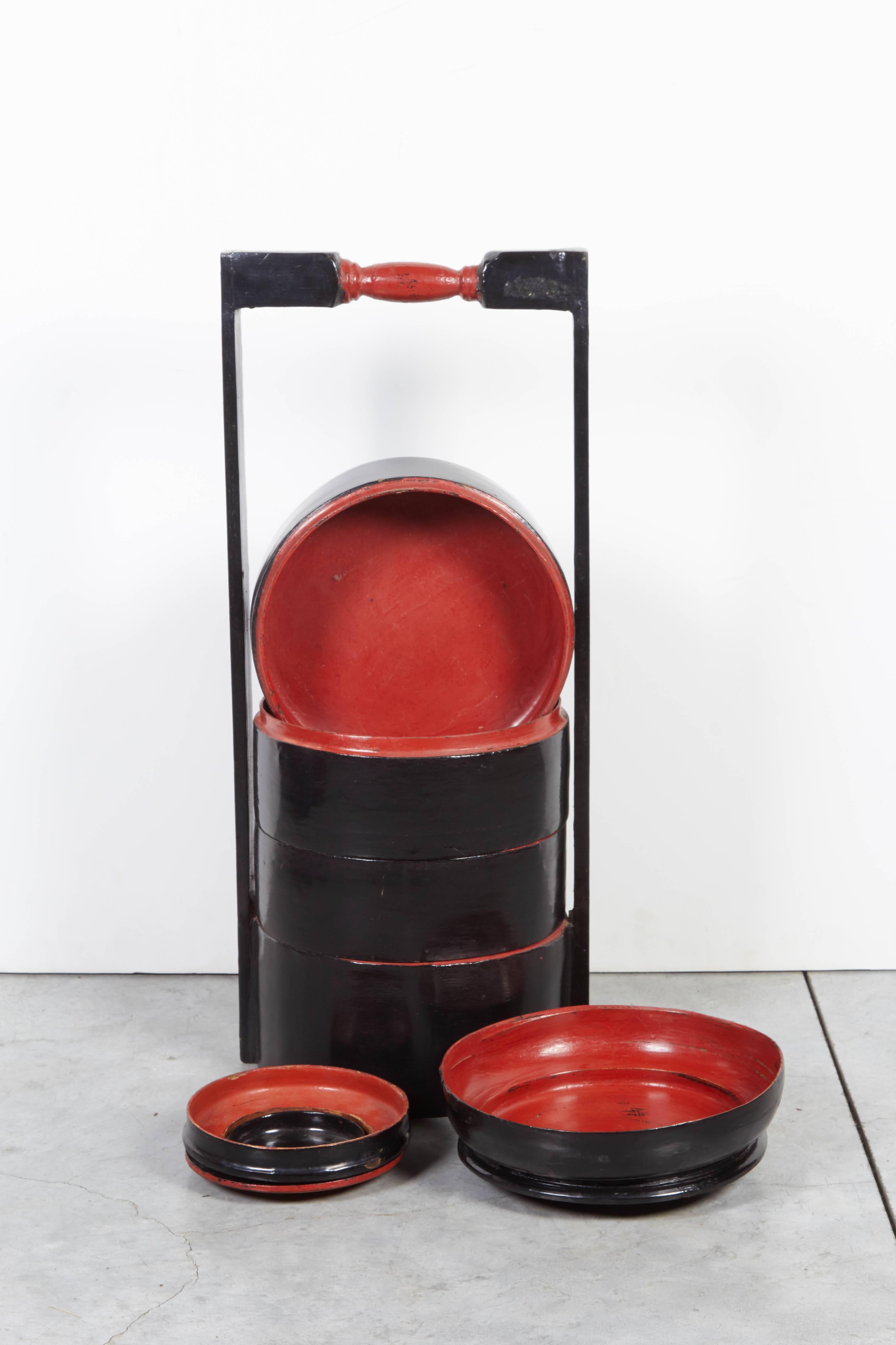 Burmese Lacquer Stacked Food Container 5