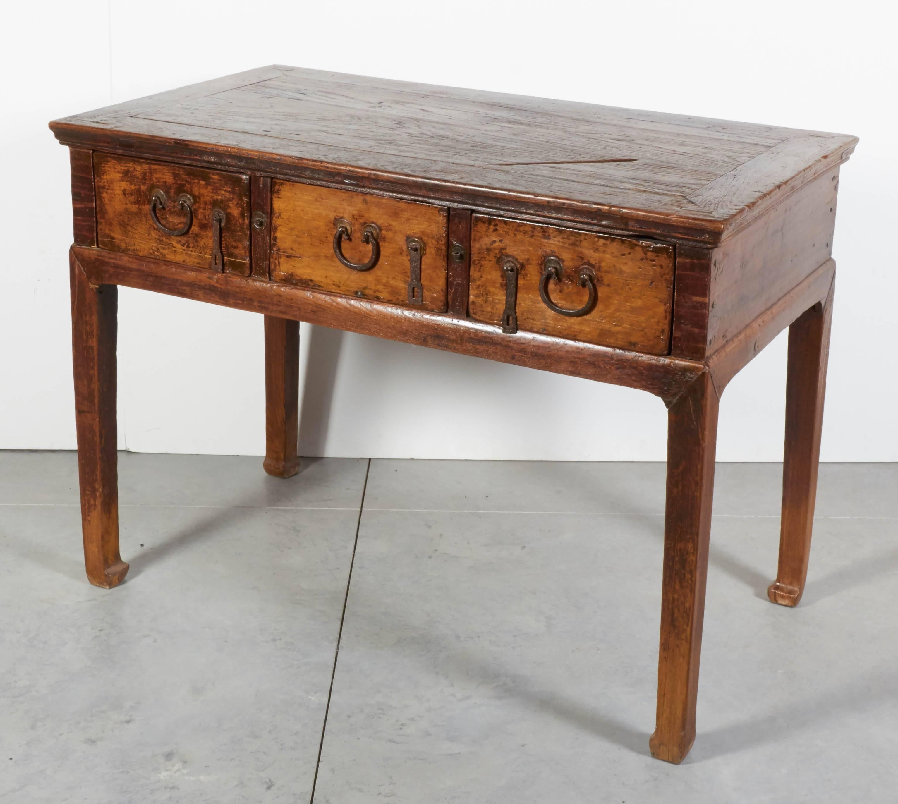 Handsome Antique Three-Drawer Table, Beautiful Patina 1