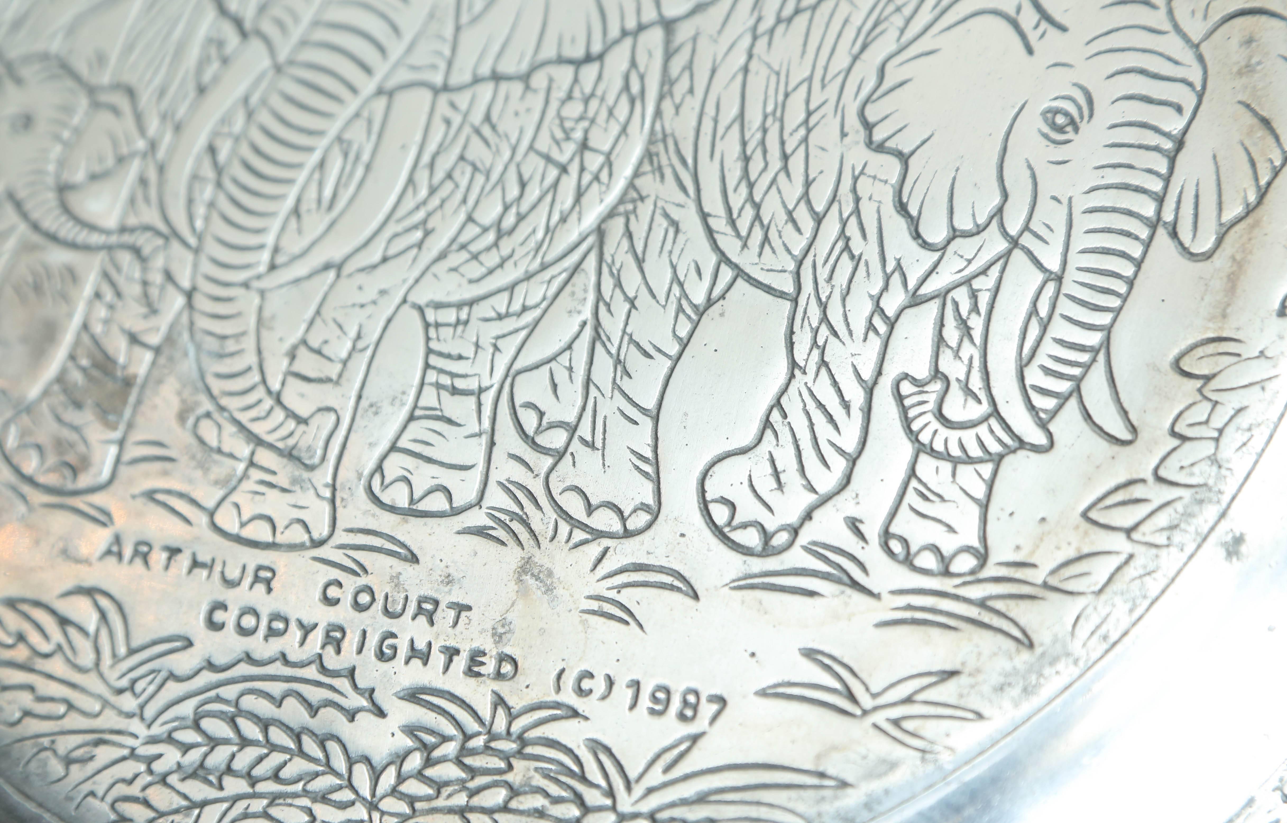 Very rare and complete three-piece vintage Arthur Court elephant casserole with under platter.